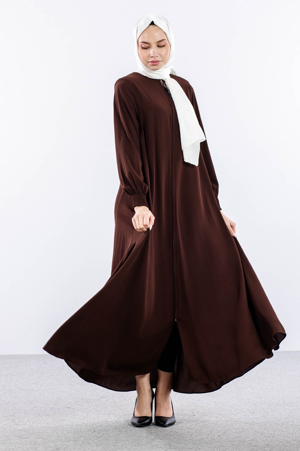 1001 Ferace 38-48 Mevlana Model Yaz - A_kahve - 2