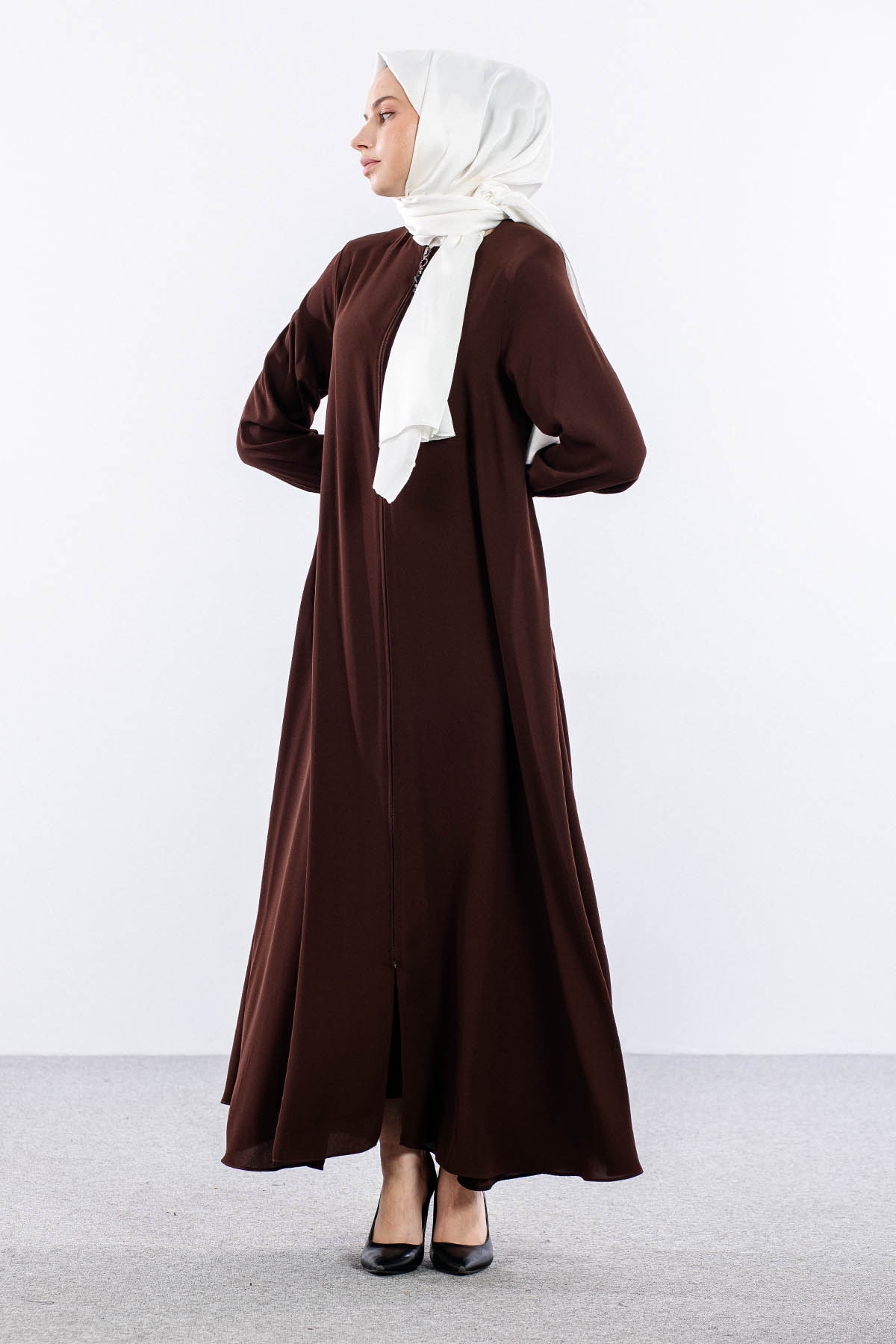 1001 Ferace 38-48 Mevlana Model Yaz - A_kahve - 3