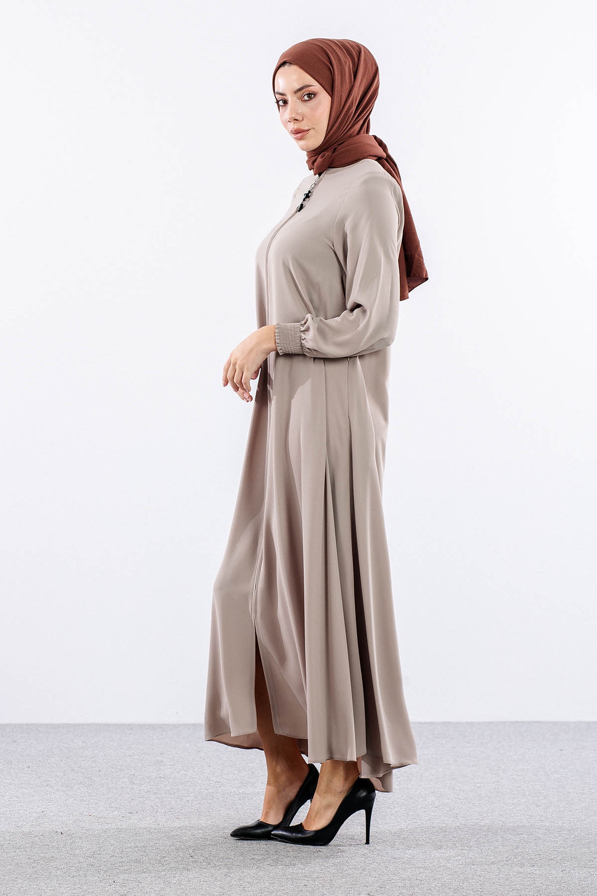 1001 Ferace 38-48 Mevlana Model Yaz - Bej - 3