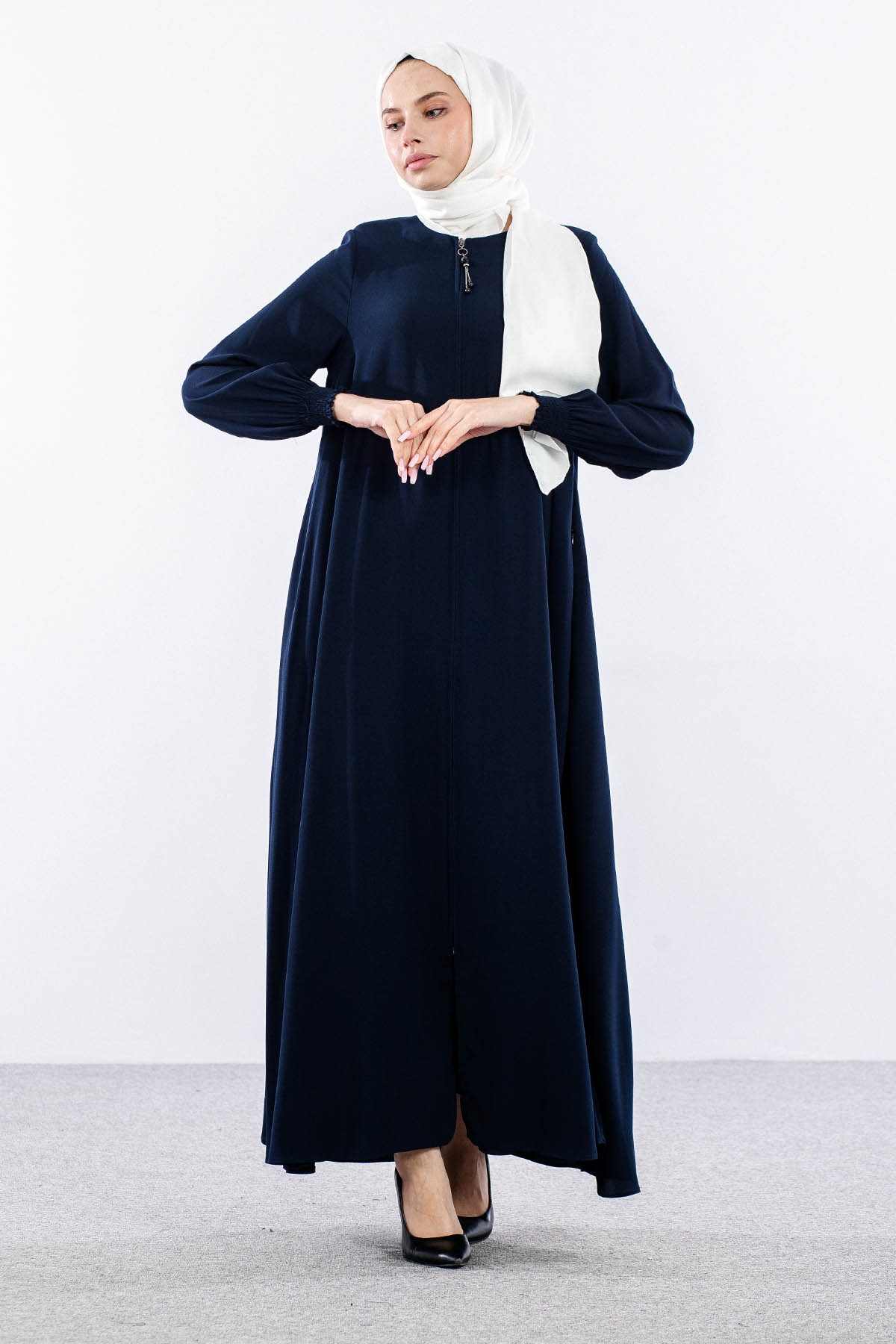 1001 Ferace 38-48 Mevlana Model Yaz - Lacivert - 2