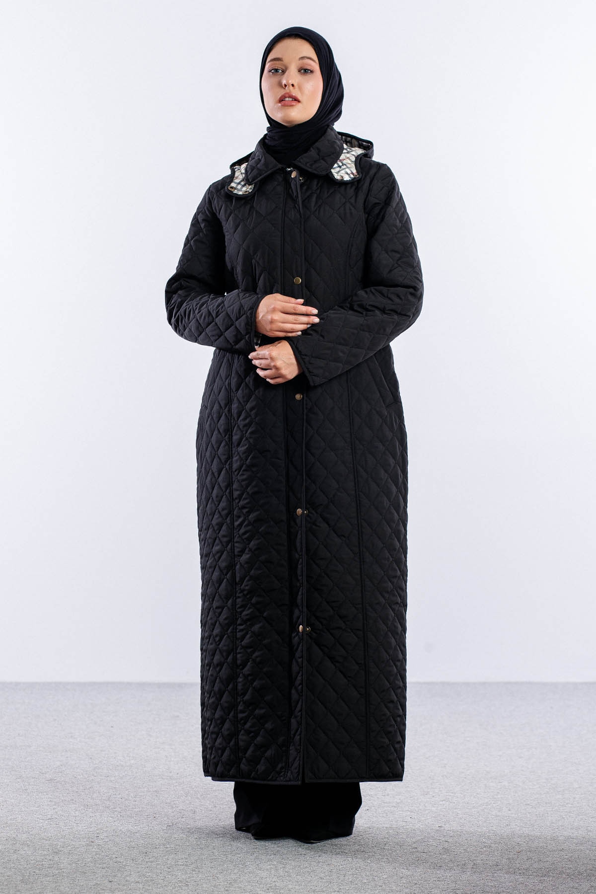 1035 Kapitone Kap 44-50 Uzun - Siyah - 2