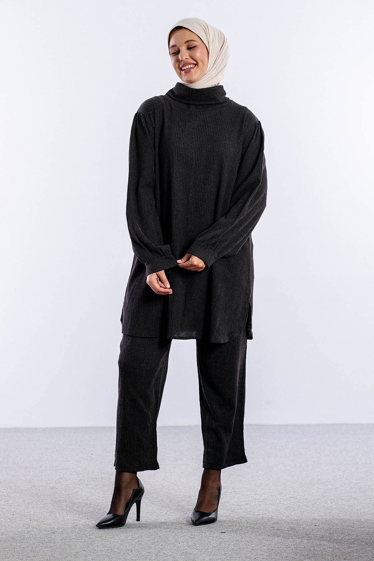 1036 Takim 44-50 Balikci Yaka - Siyah - 2