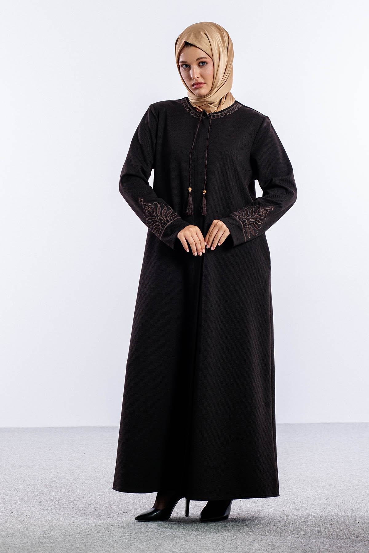 1075 Ferace 46-56 Sakine Luna Kis - Kahve - 2