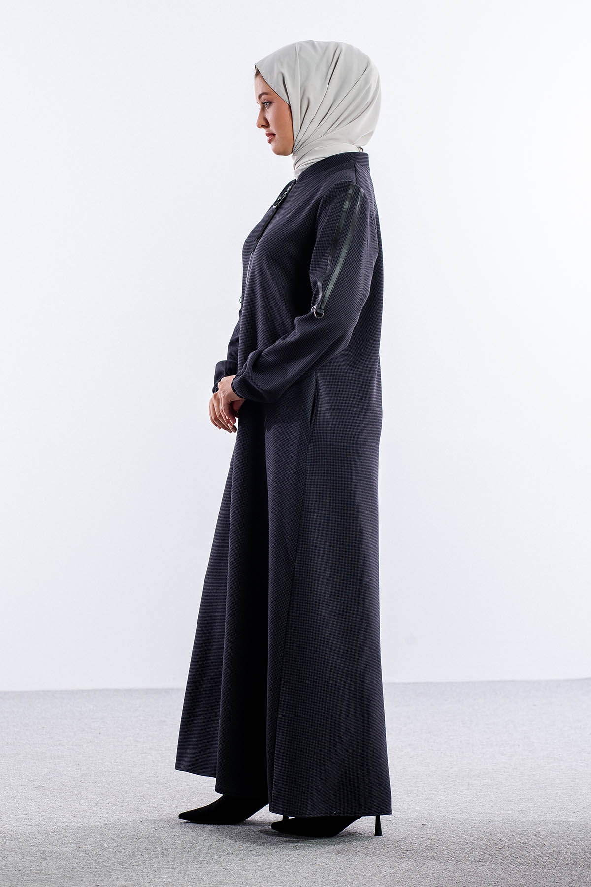 1240 Ferace Yeşim 44-54 - Gri - 4