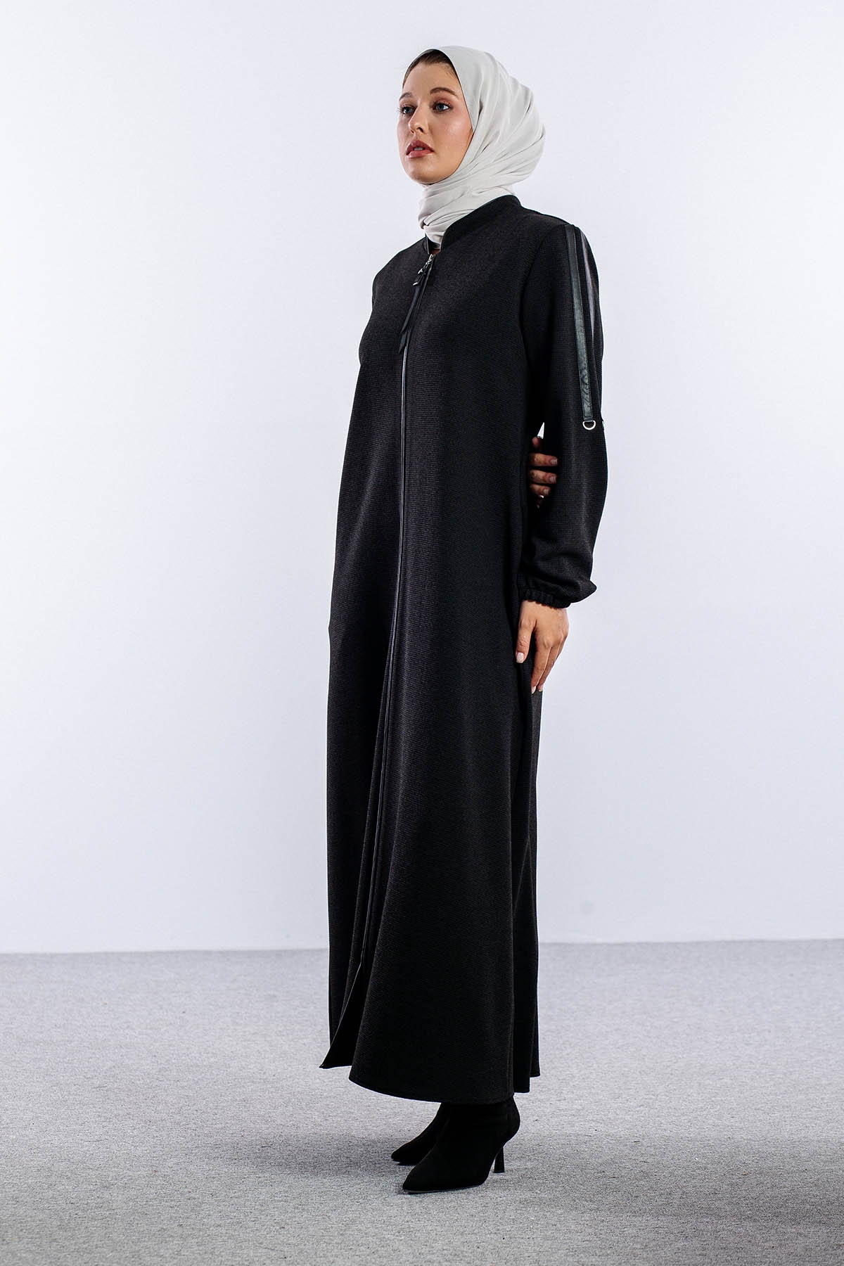 1240 Ferace Yeşim 44-54 - Siyah - 4