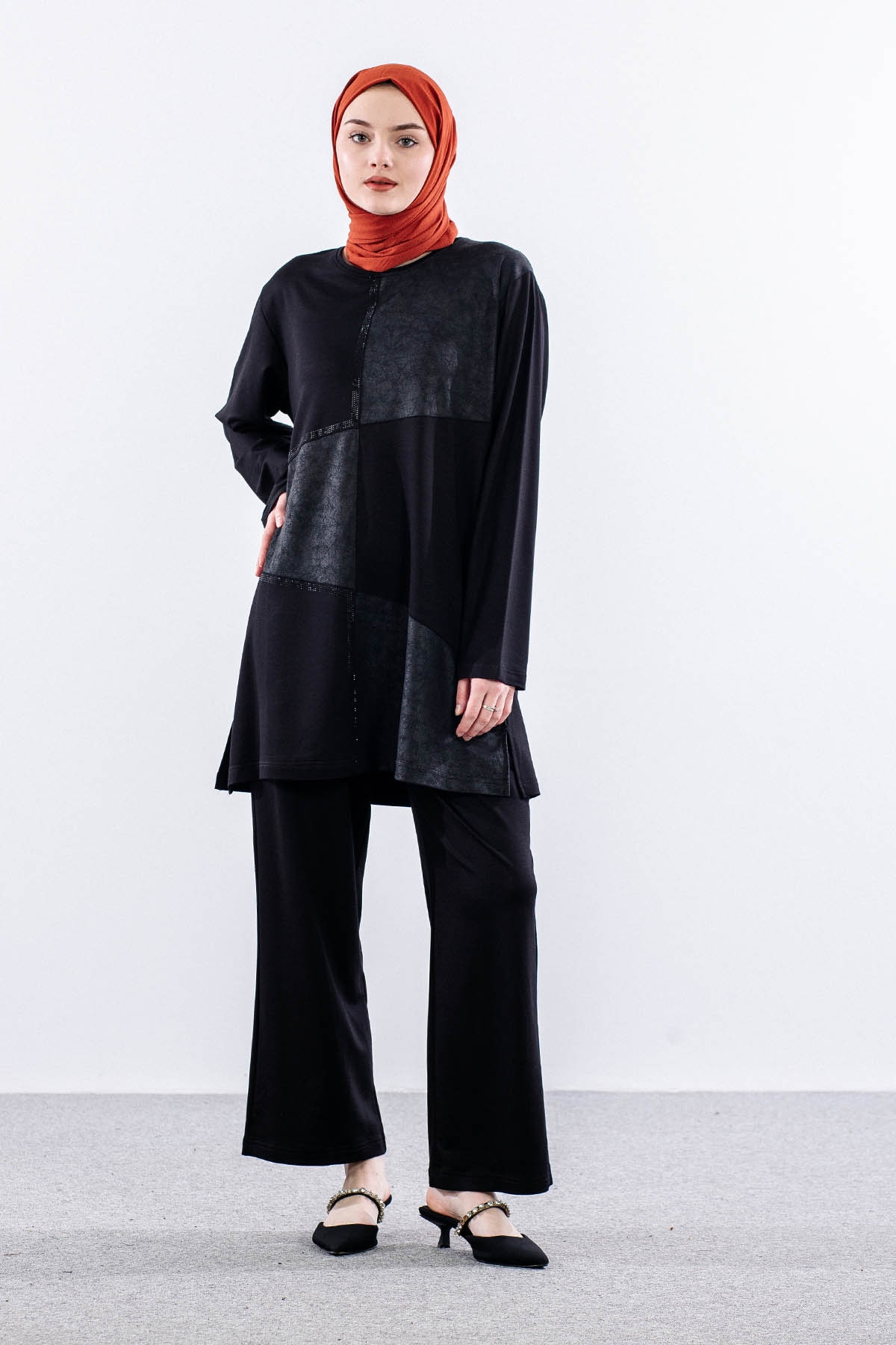 1404 Takim 44-46-48-50 Kare Desen - Siyah_k.deri - 1