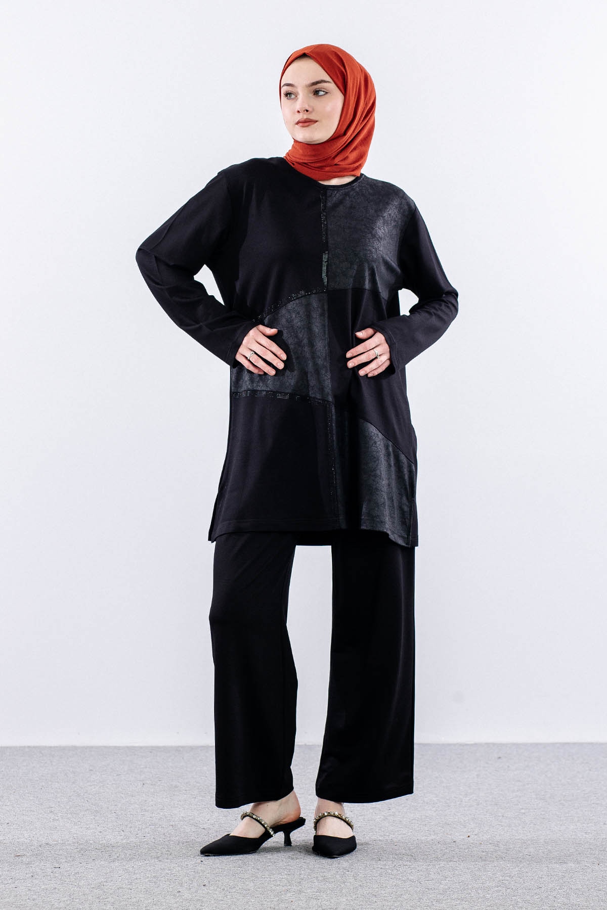 1404 Takim 44-46-48-50 Kare Desen - Siyah_k.deri - 2