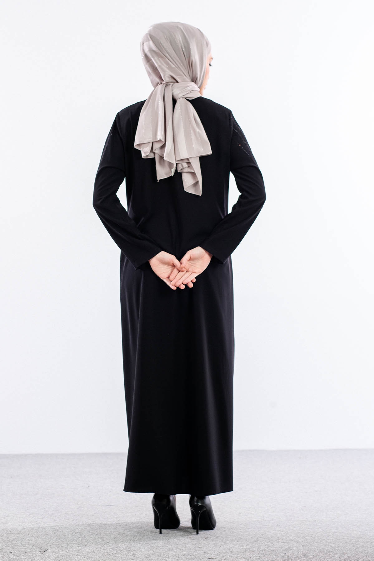 1603 Ruveyda Buhara  Ferace 46-56 - Siyah - 5