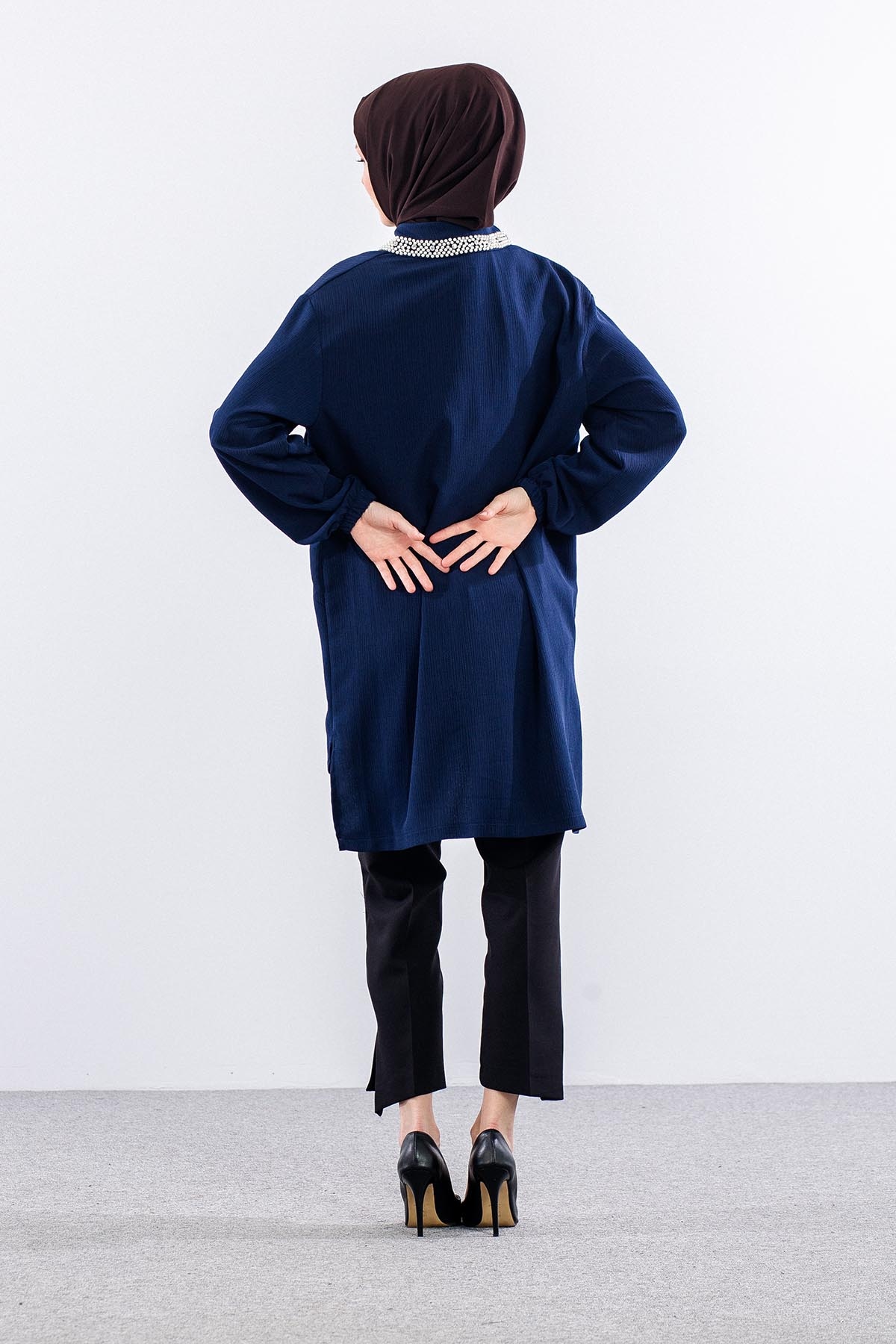 2021 Tunik 46-52 Inci Yaka - Lacivert - 5