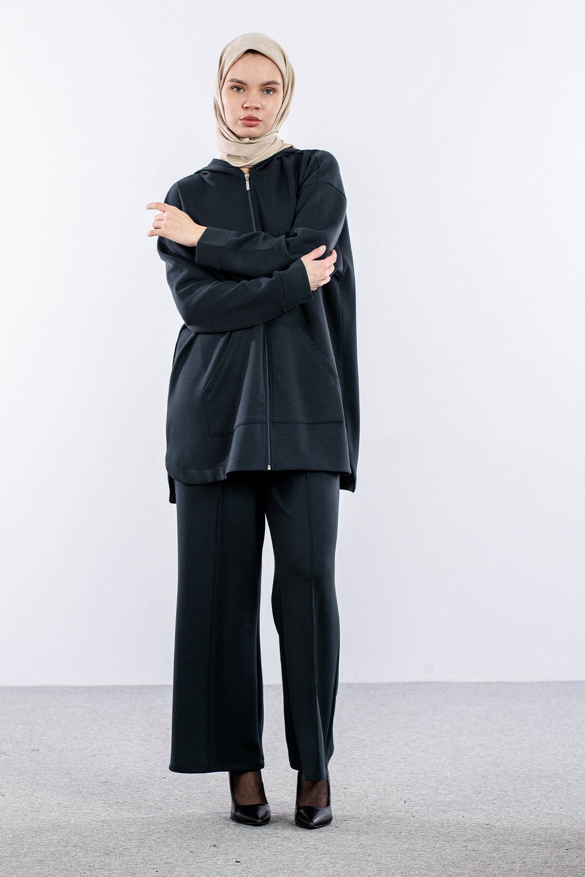 2027 Takim 42-46 Kanguru Cep Fermuarli - K_gri - 3