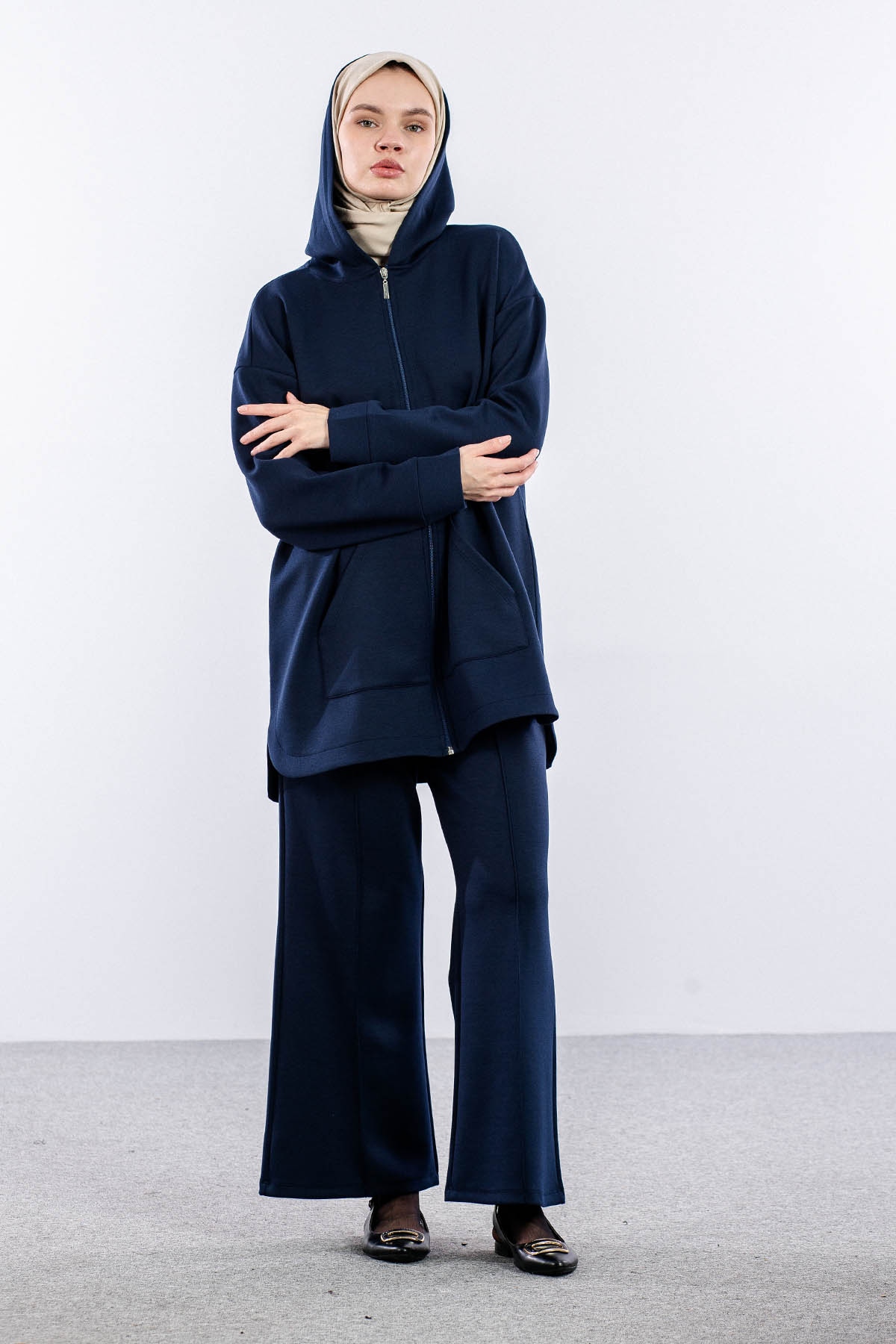 2027 Takim 42-46 Kanguru Cep Fermuarli - Lacivert - 3