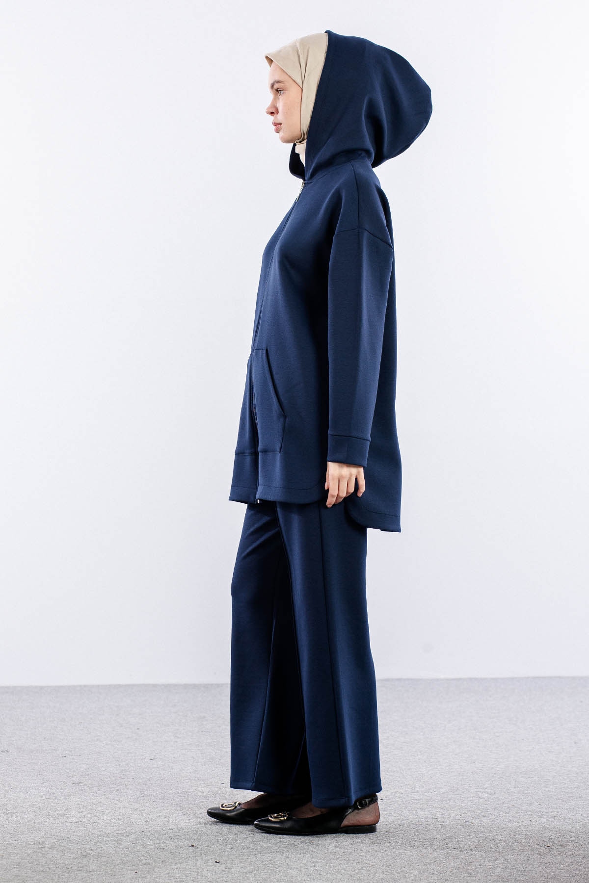 2027 Takim 42-46 Kanguru Cep Fermuarli - Lacivert - 4