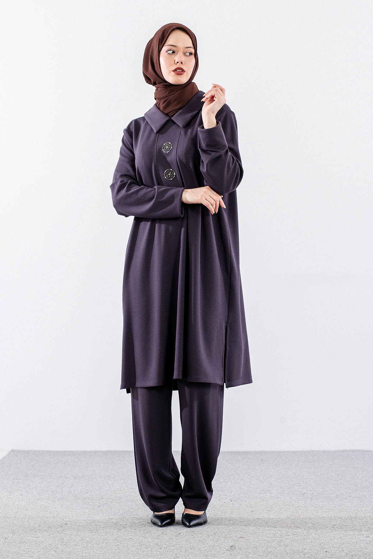 2048 Takim 44-50 Simli Dugme - Fume - 2