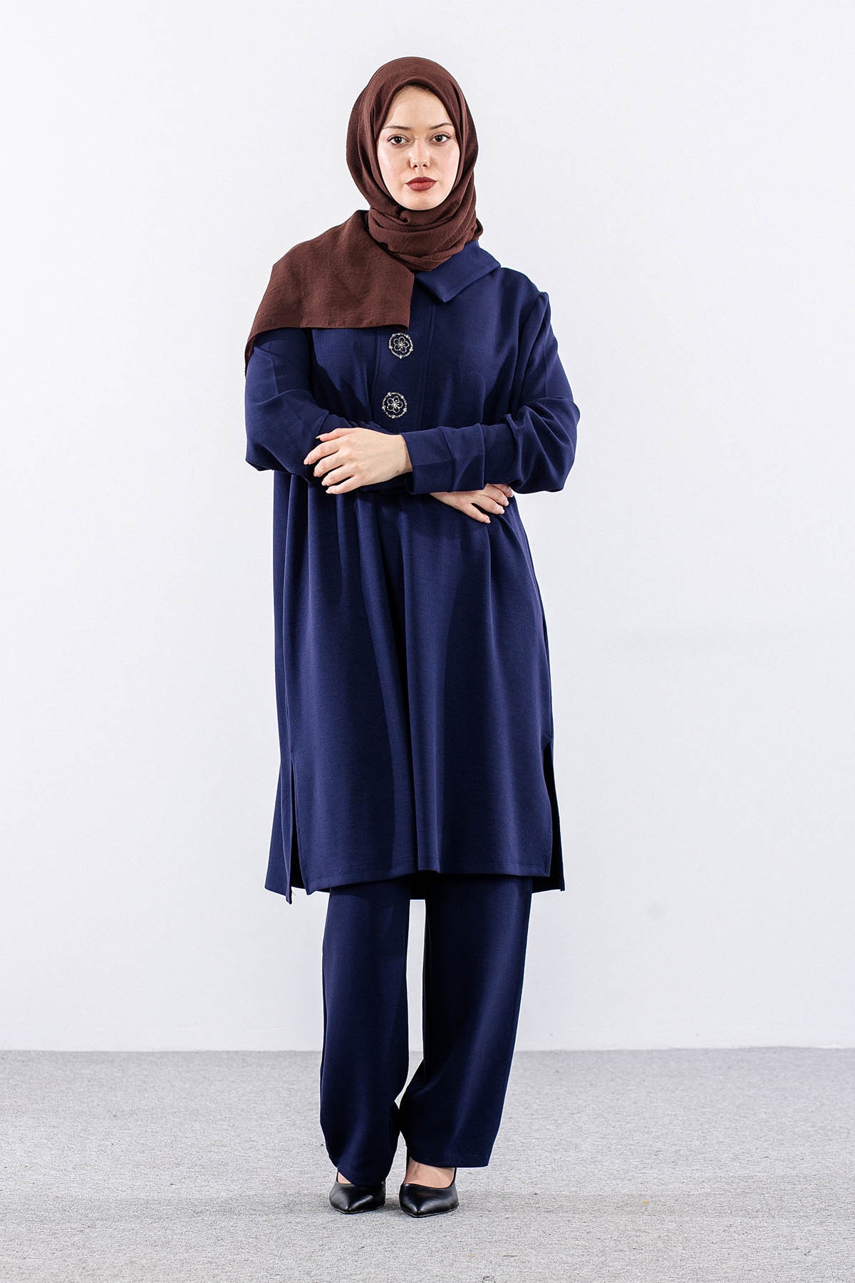 2048 Takim 44-50 Simli Dugme - Lacivert - 1