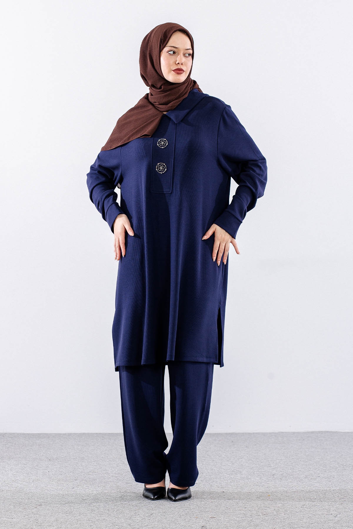 2048 Takim 44-50 Simli Dugme - Lacivert - 2