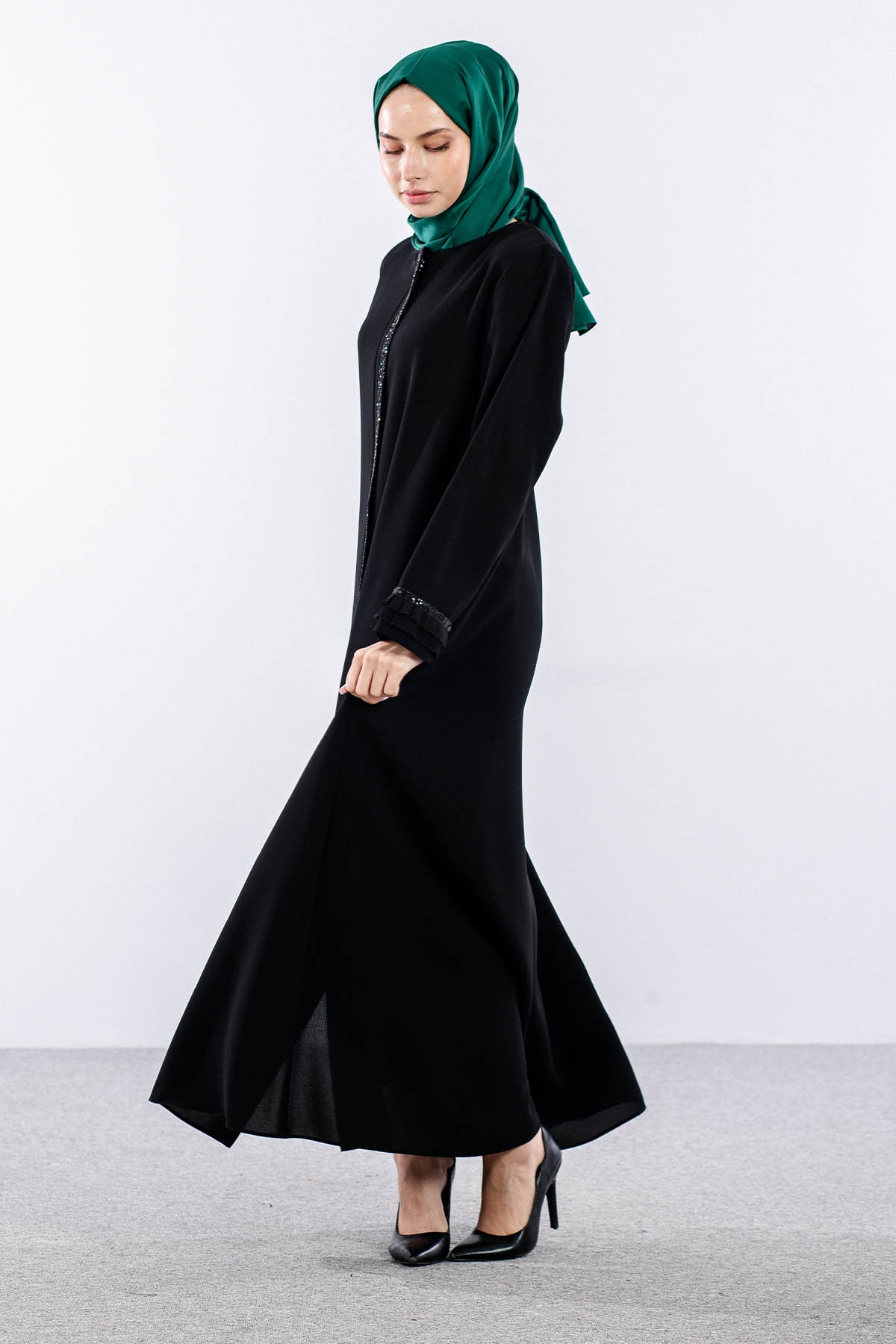 2135 Ferace 44-54 Sık Model Yaz - Siyah - 2