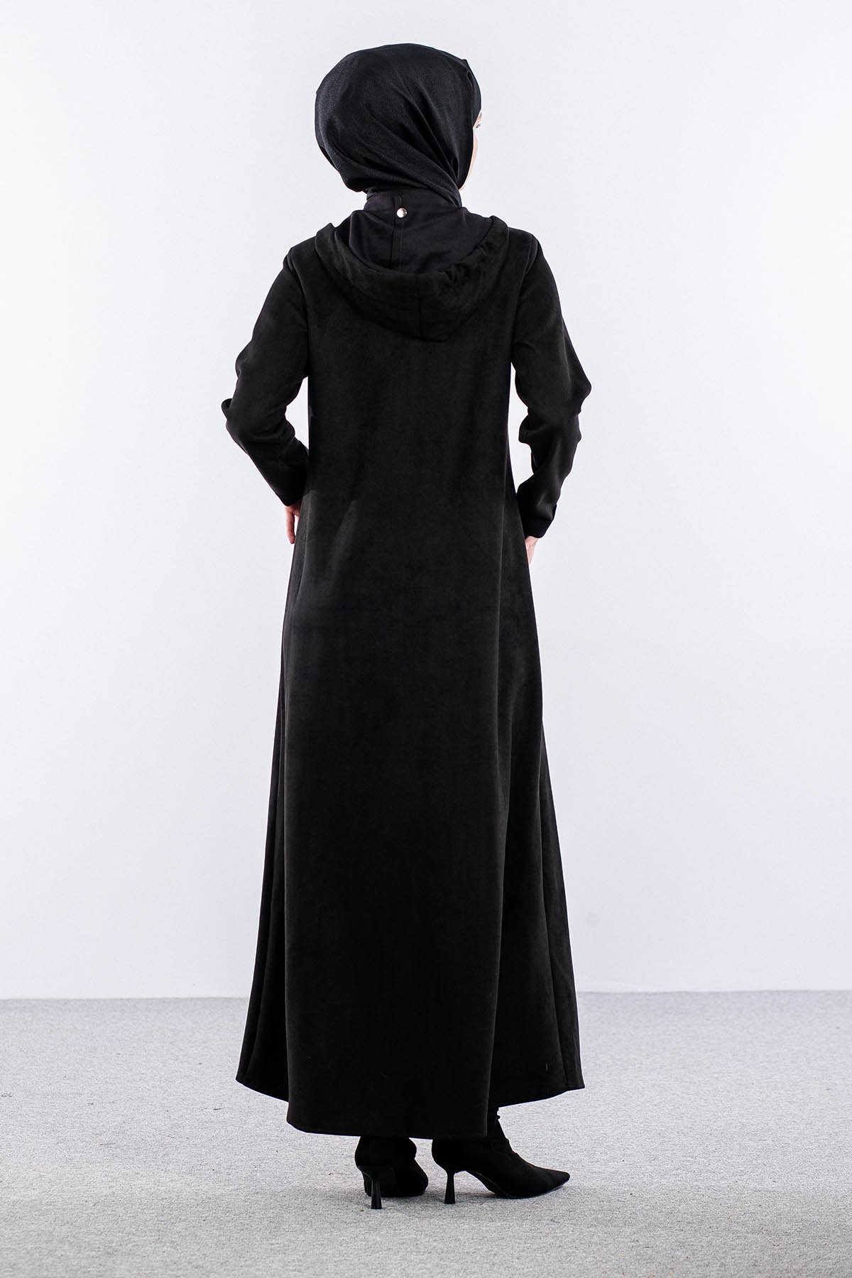 2158 Ferace 40-50 Suet Kapsonlu - Siyah - 5