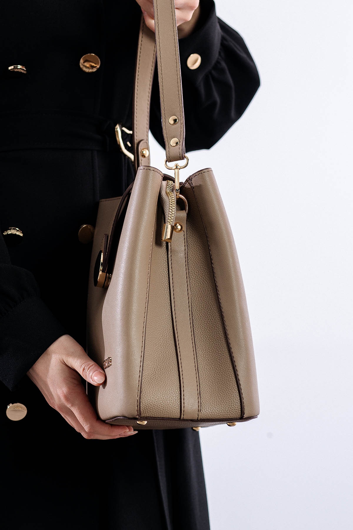 21781 şik Bayan çanta - Nude - 2