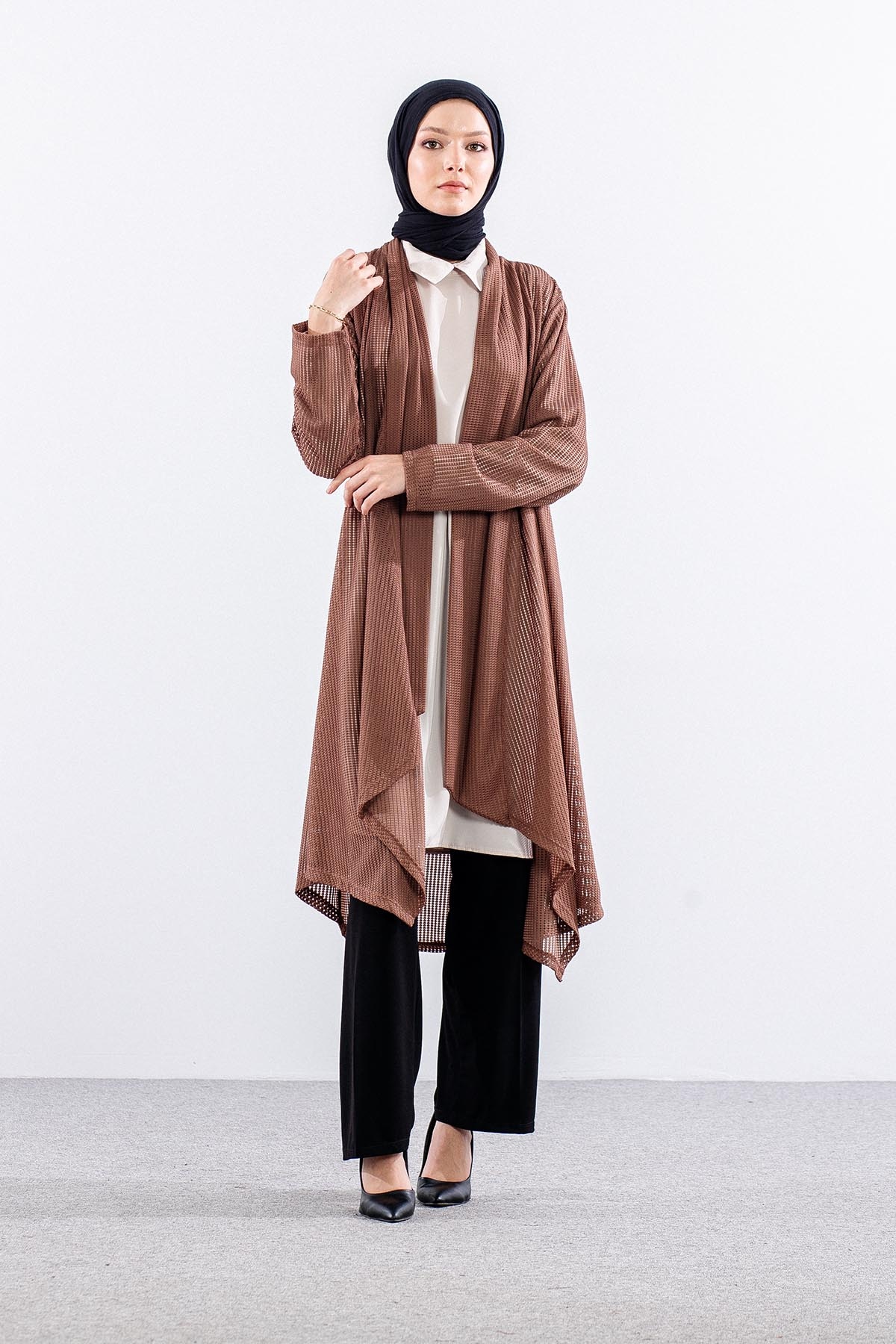 2244 Yelek M-2xl File Belde Lastik Detay (2444) - Vizon - 2