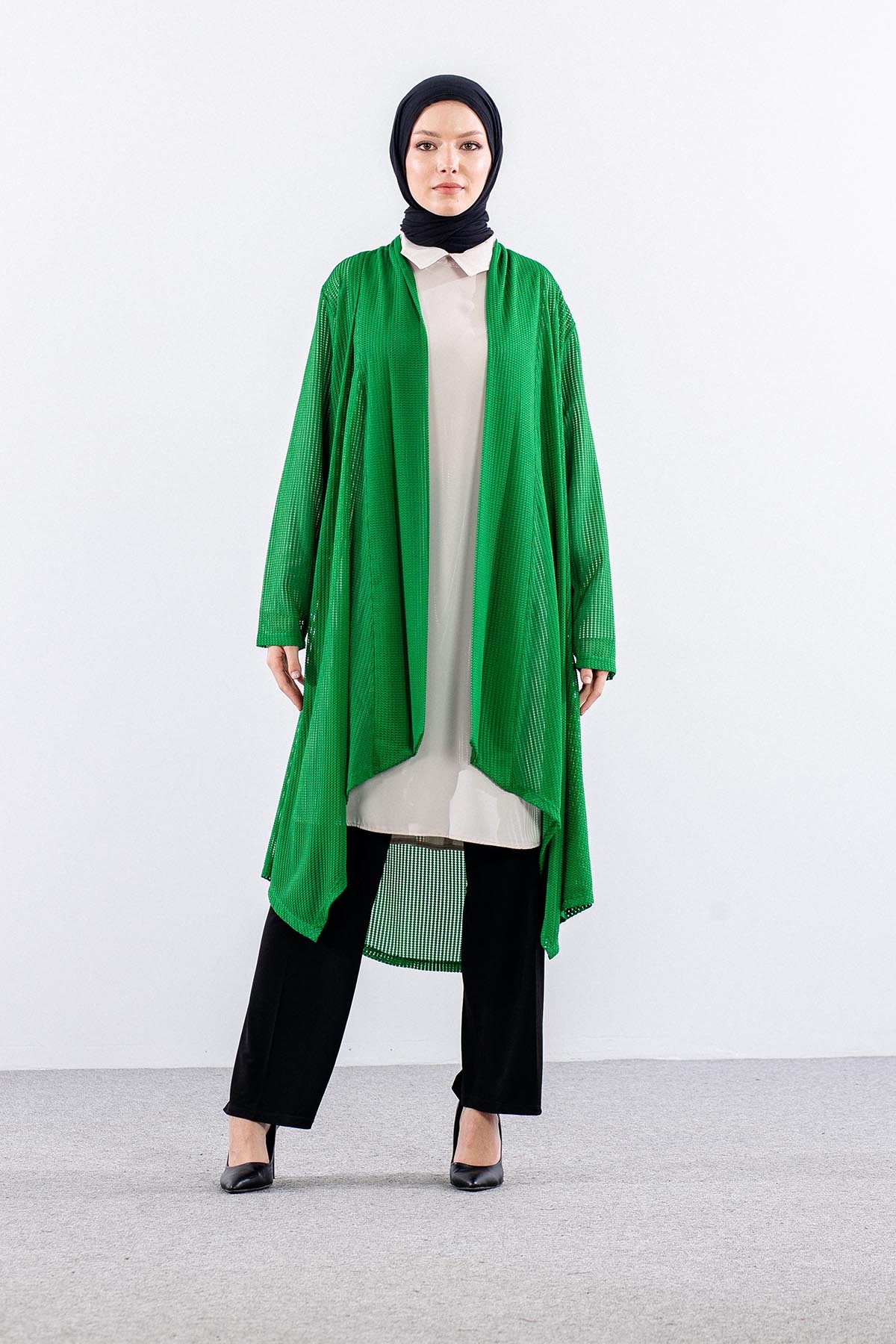 2244 Yelek M-2xl File Belde Lastik Detay (2444) - Yesil - 1