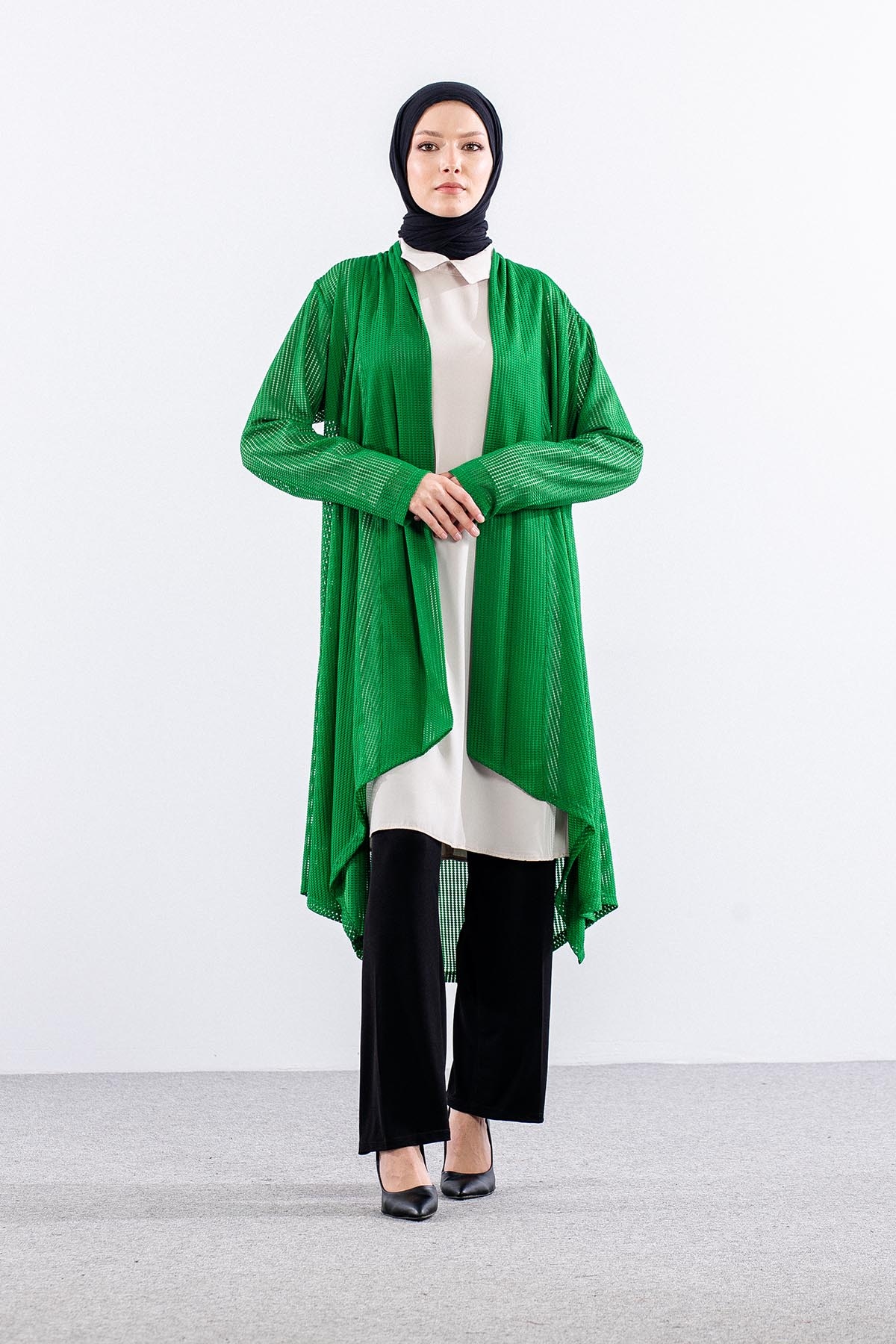 2244 Yelek M-2xl File Belde Lastik Detay (2444) - Yesil - 2