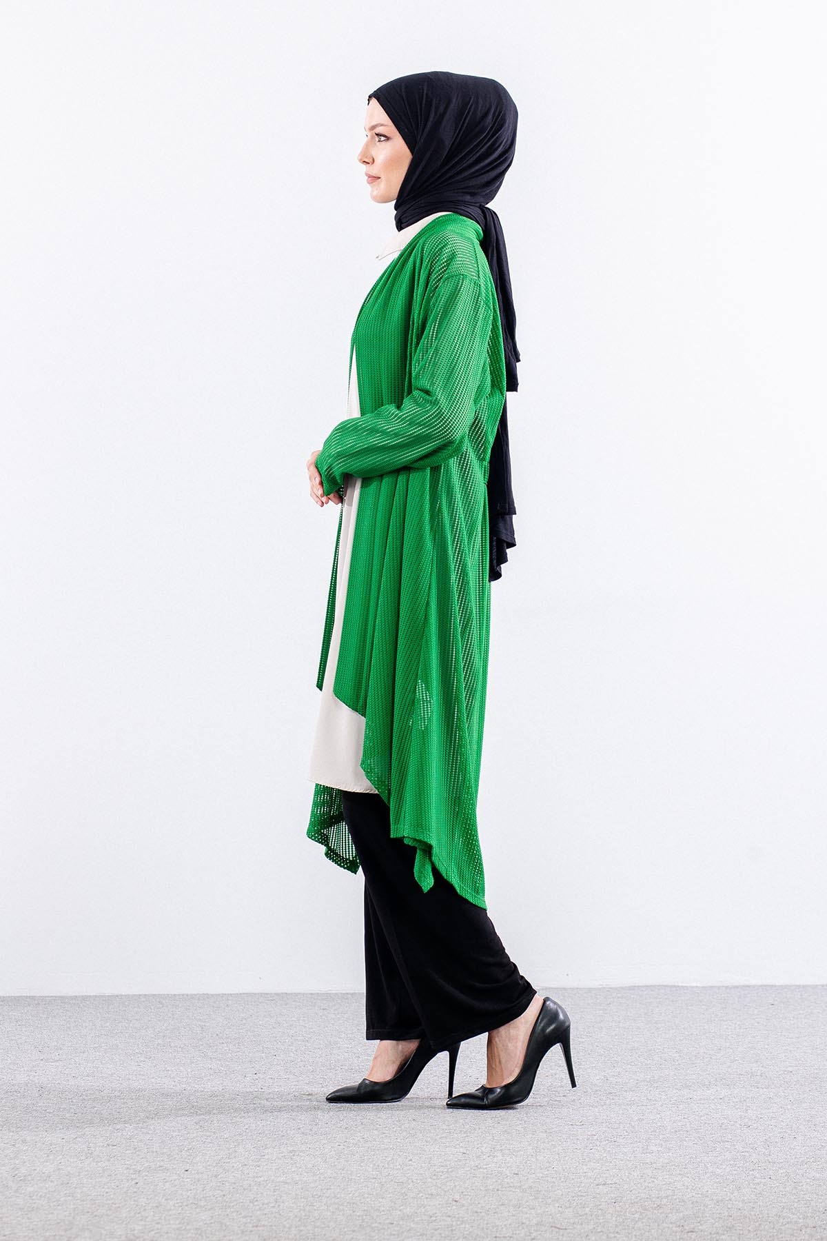 2244 Yelek M-2xl File Belde Lastik Detay (2444) - Yesil - 3