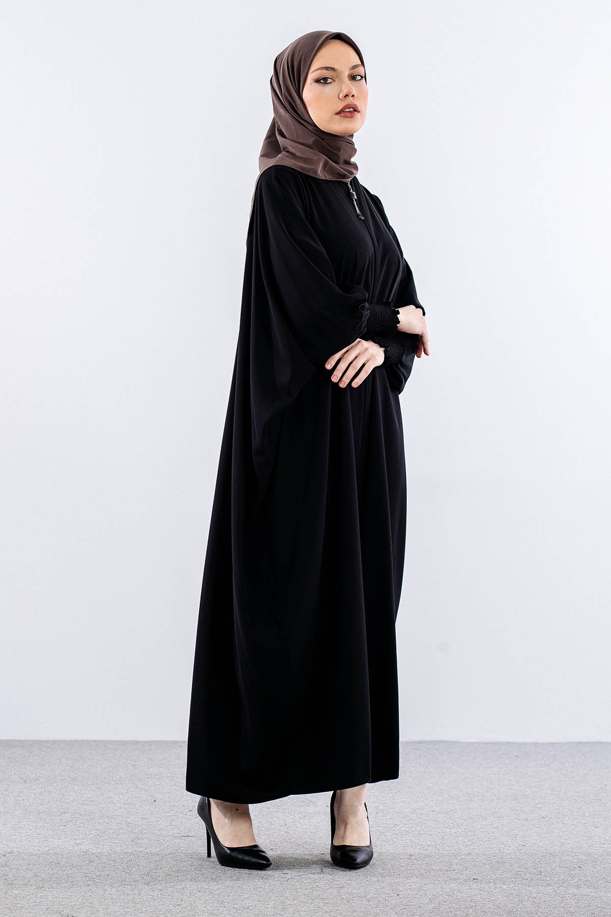 2245 Ferace Tek Medine Ipegi Yarasa Kol - Siyah - 2