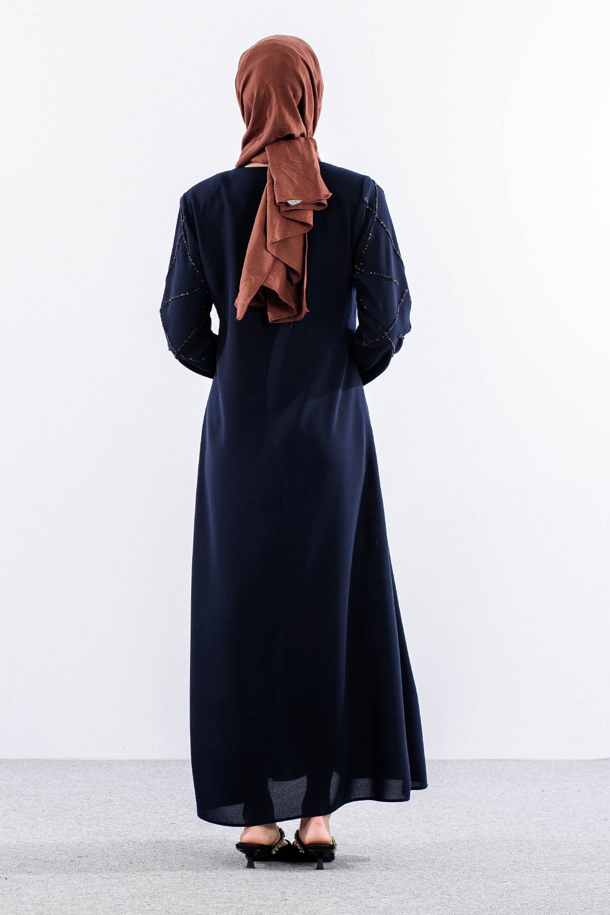 2263 Ferace 42-52 şık Model Petek Yaz - Lacivert - 4