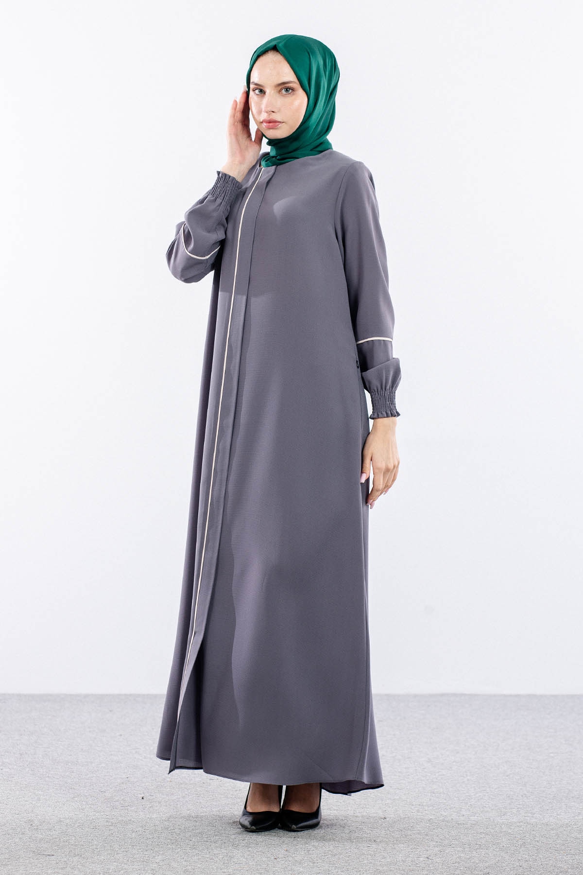 2268 Ferace 42-52 Biye Ve Kolucu Burumcuk - Gri - 3