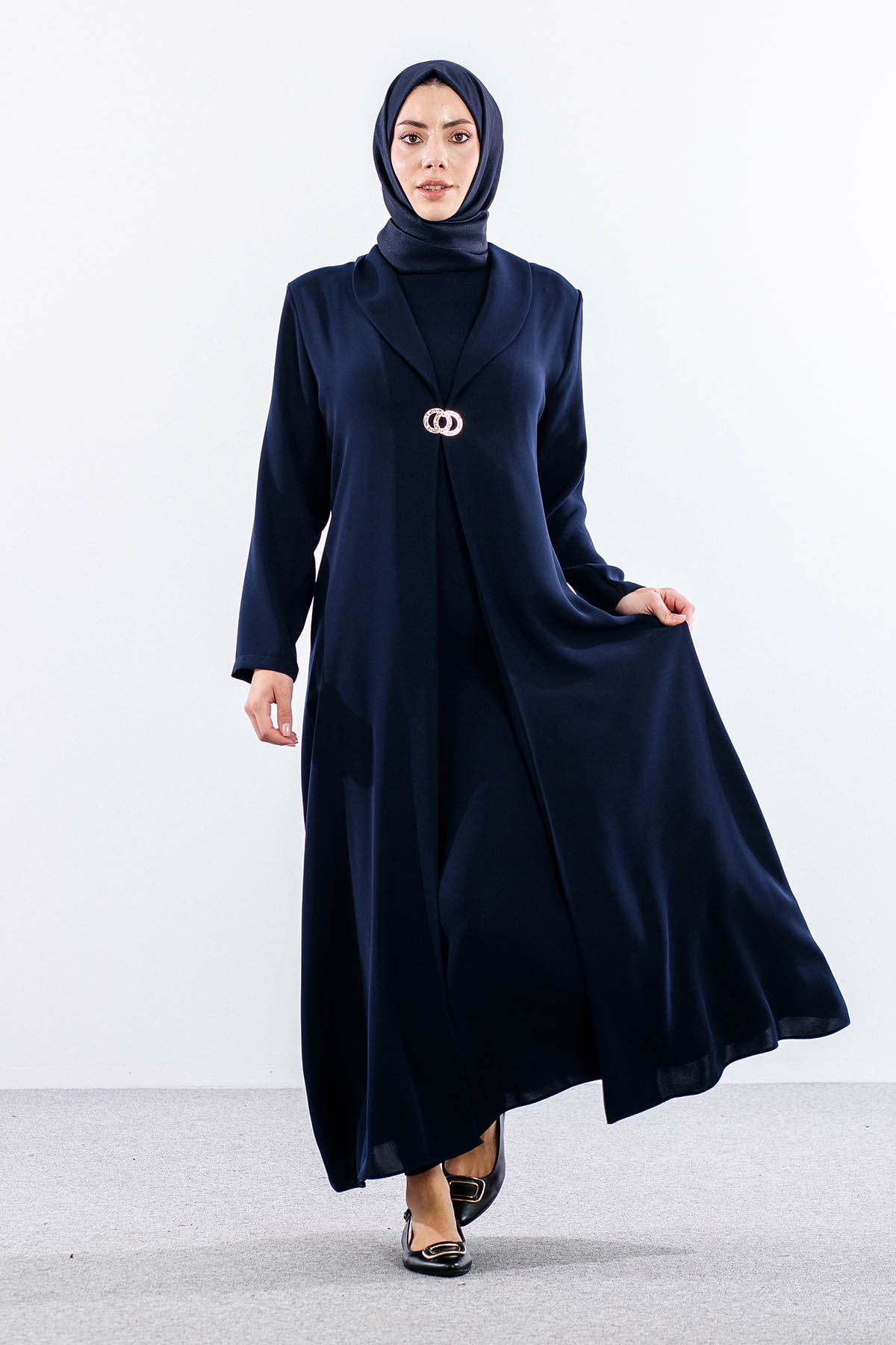 2282 2li Kaftan 42-52  Yaz şık - Lacivert - 4