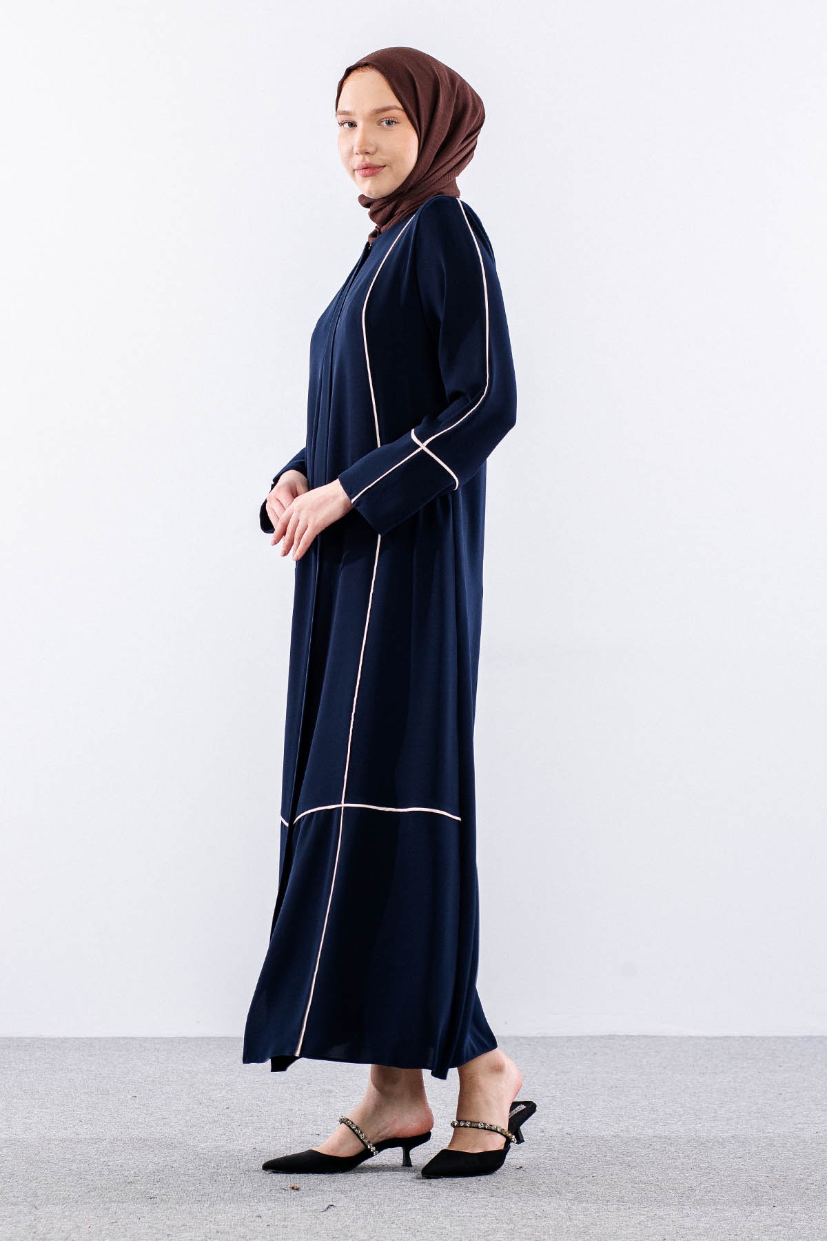 2297 Ferace 42-52 Biye Detay Suzanna Kumas - Lacivert - 3