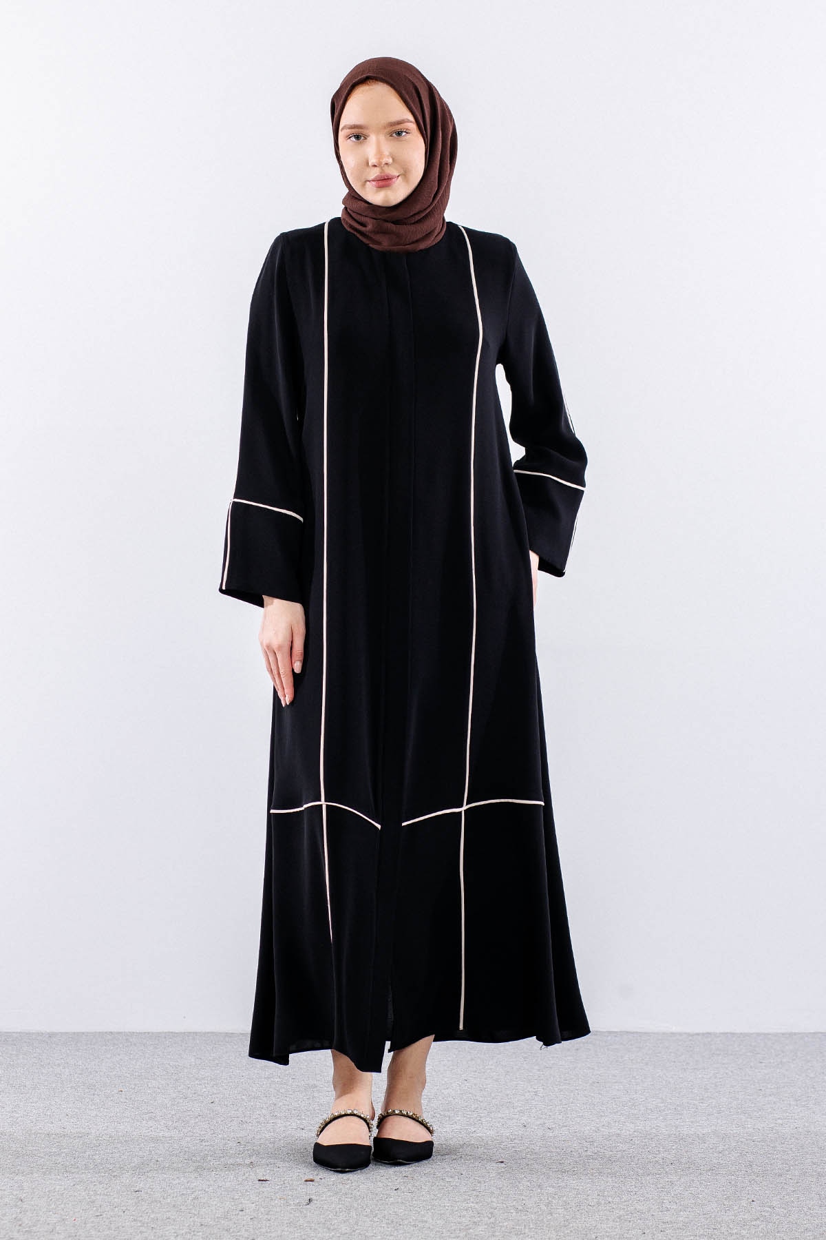 2297 Ferace 42-52 Biye Detay Suzanna Kumas - Siyah - 1