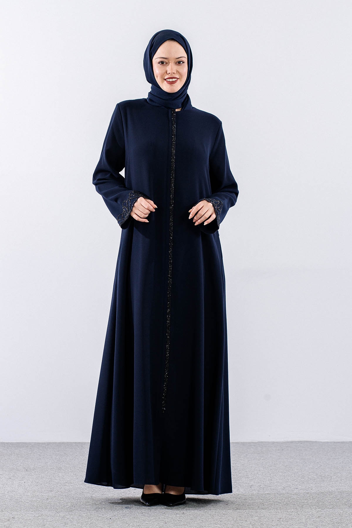 2300 Ferace 44-54 Sık Model Yaz - Lacivert - 2