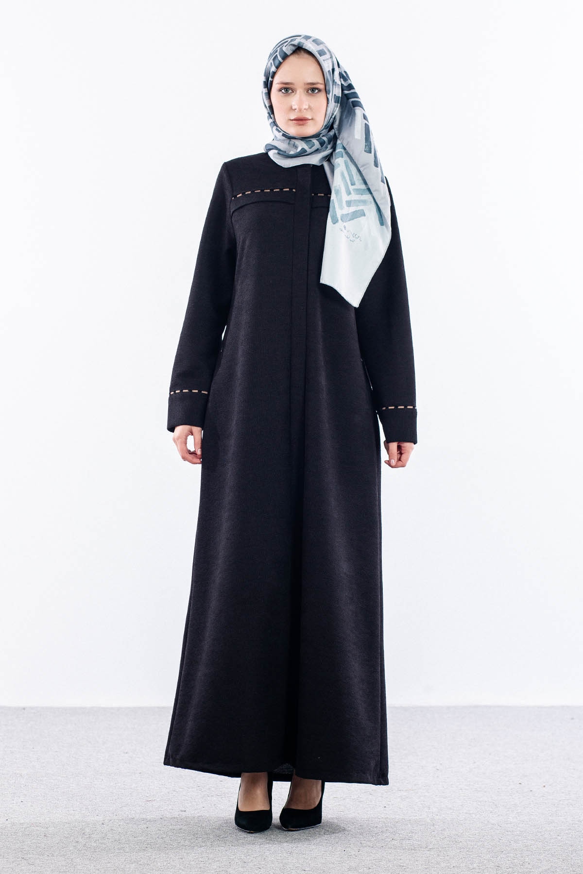 2322 Ferace 42-52 Kol Ve Ust Nakis - Siyah - 1