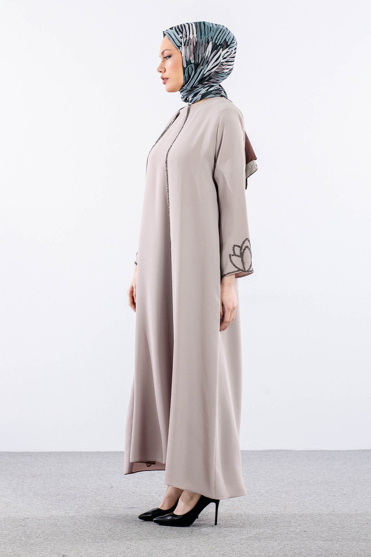 2326 2li̇ Kaftan 42-52 - Bej - 4