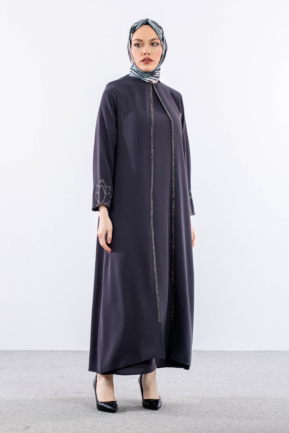 2326 2li̇ Kaftan 42-52 - Gri - 1