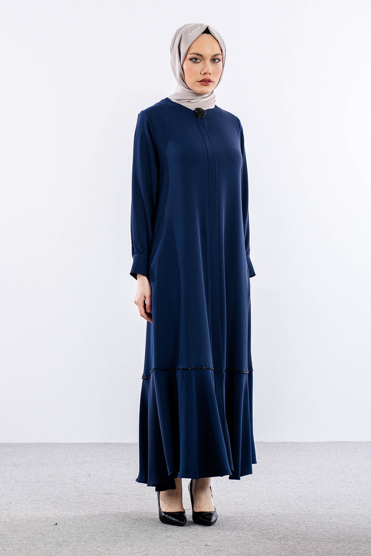 2328 Ferace 42-52 şik Boncuk - Lacivert - 1