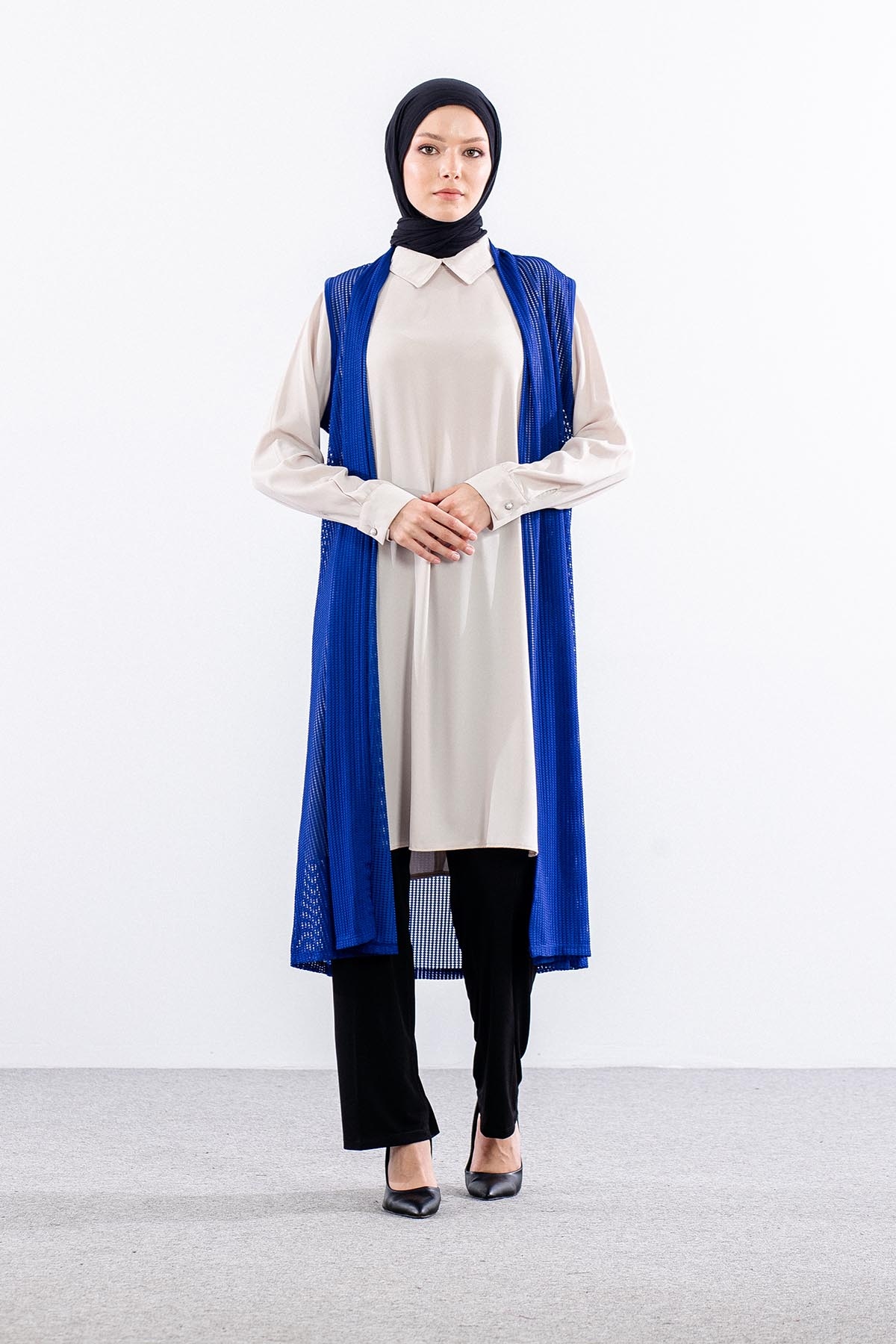 2441 Yelek M-2xl File Kumas - Sax - 1