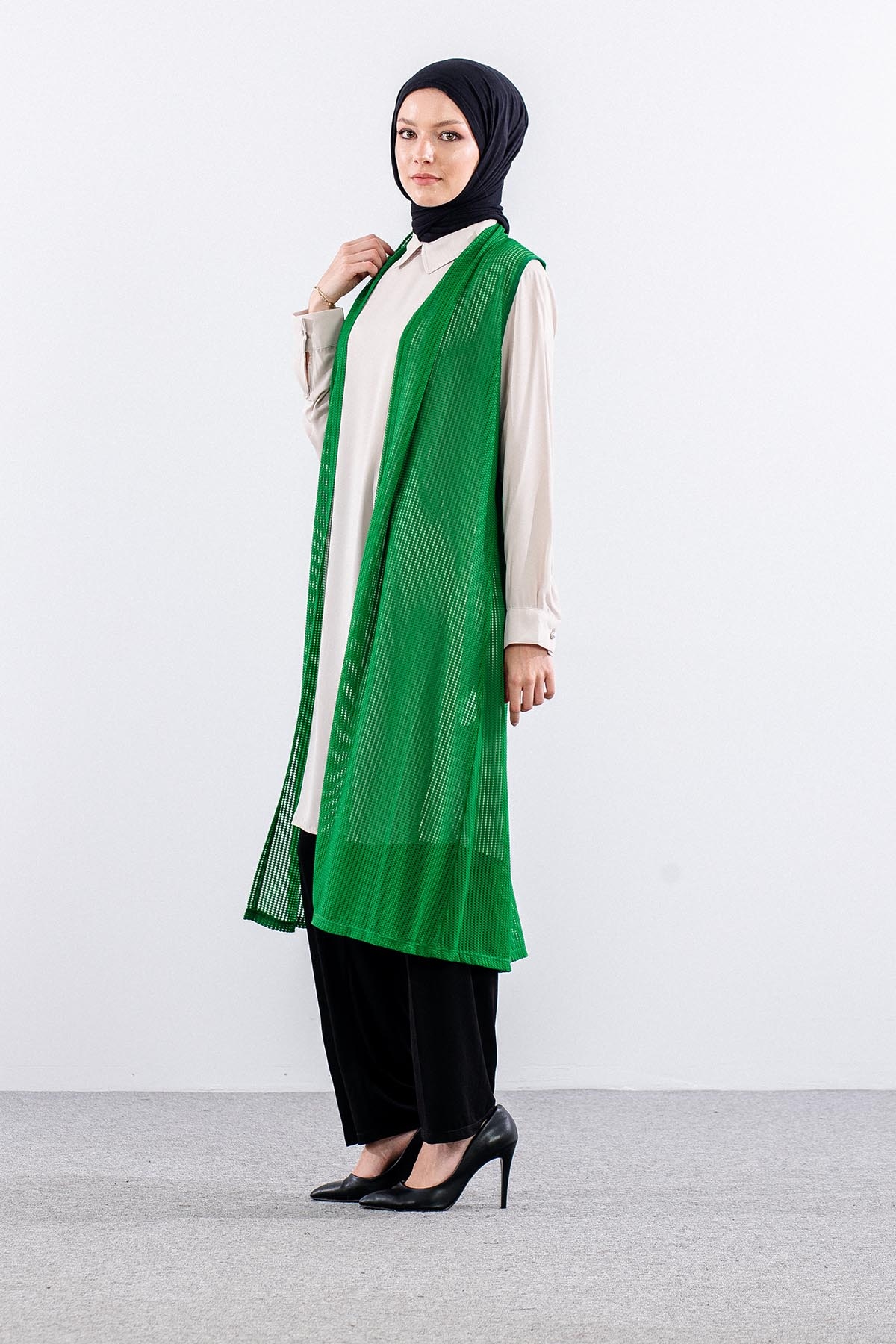 2441 Yelek M-2xl File Kumas - Yesil - 2