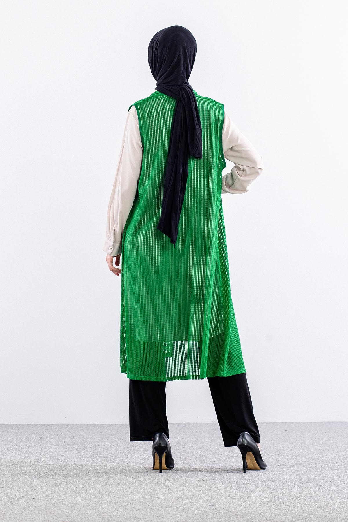 2441 Yelek M-2xl File Kumas - Yesil - 3