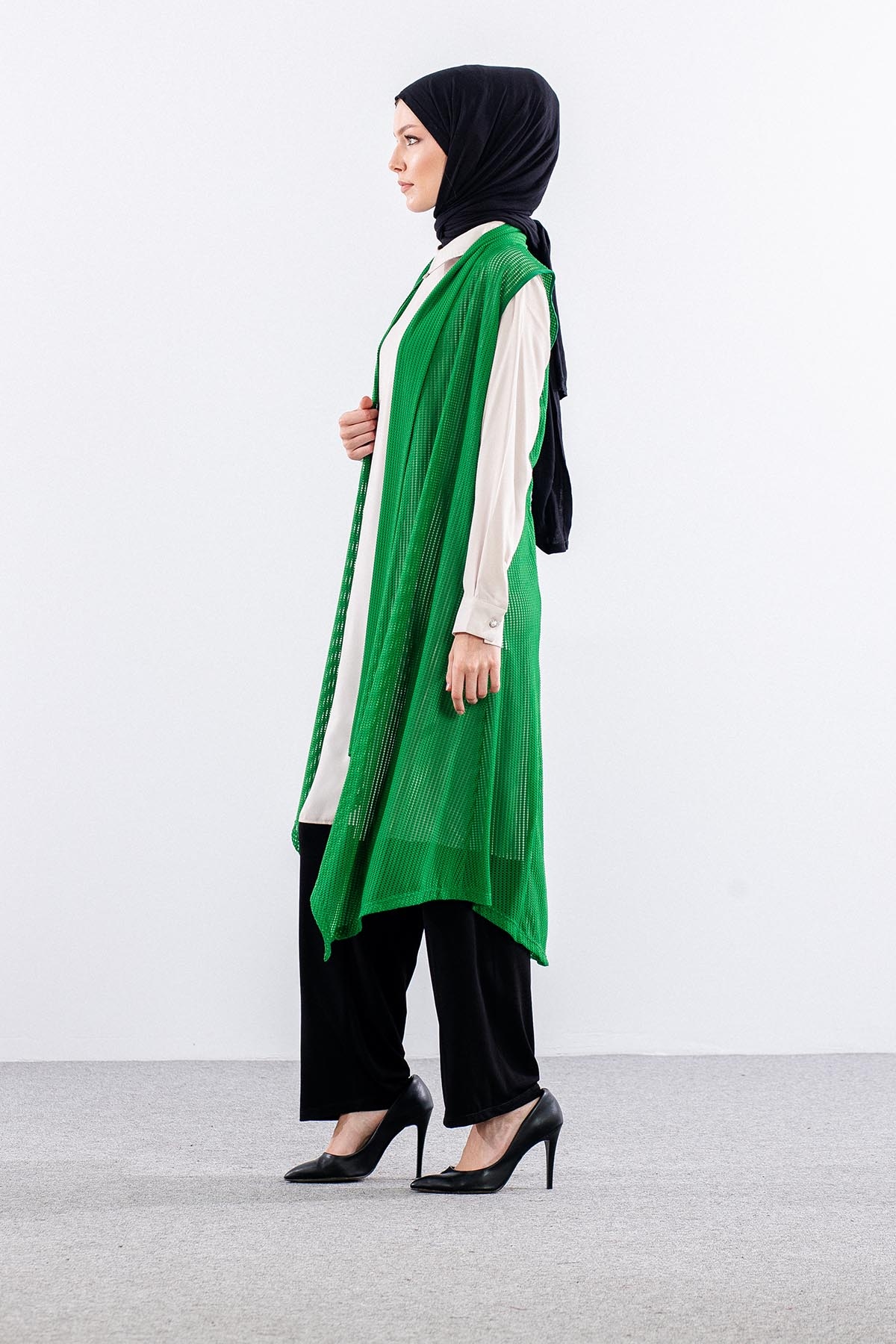2443 Yelek M-2xl File Kumas - Yesil - 2