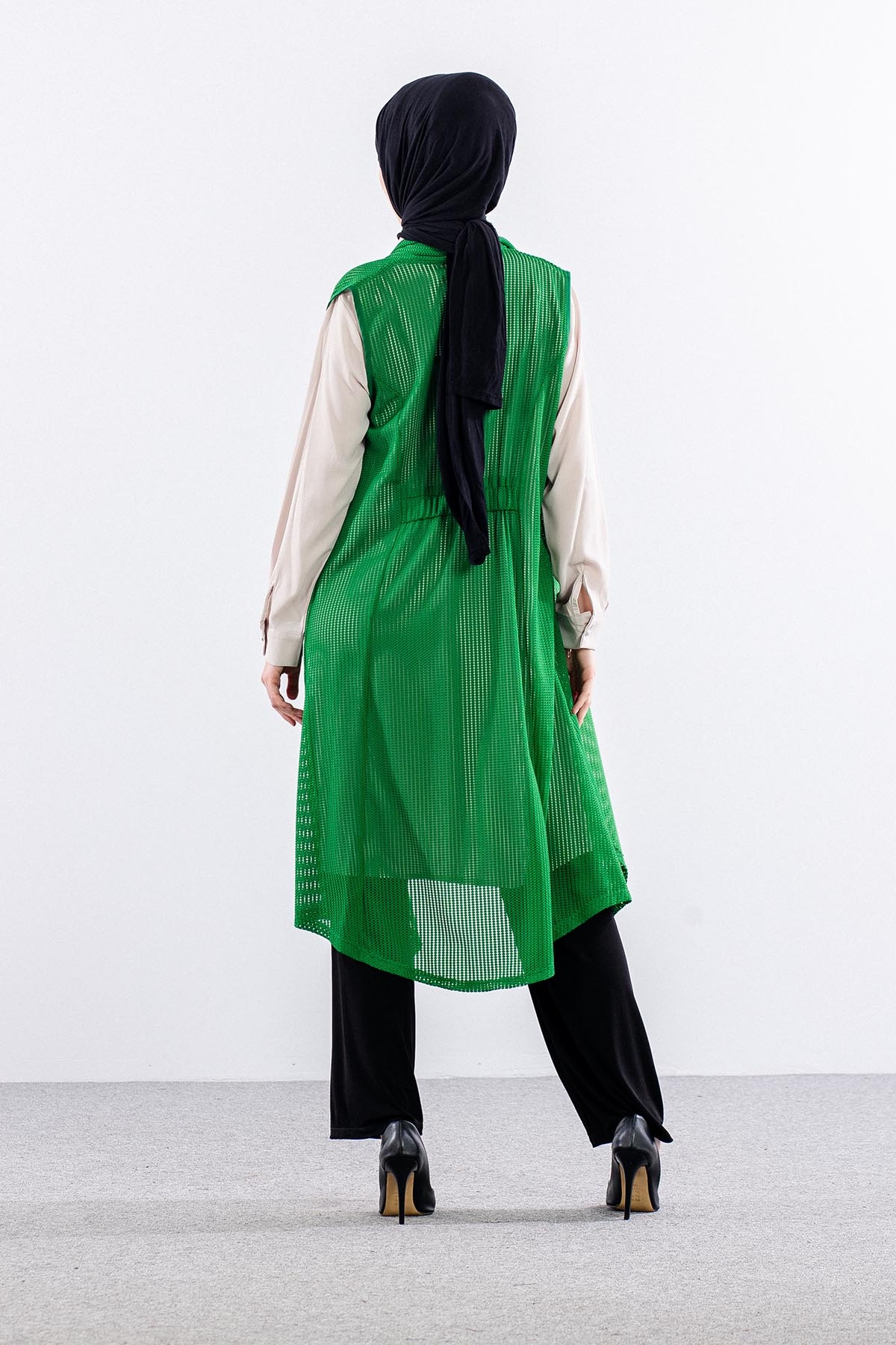 2443 Yelek M-2xl File Kumas - Yesil - 3