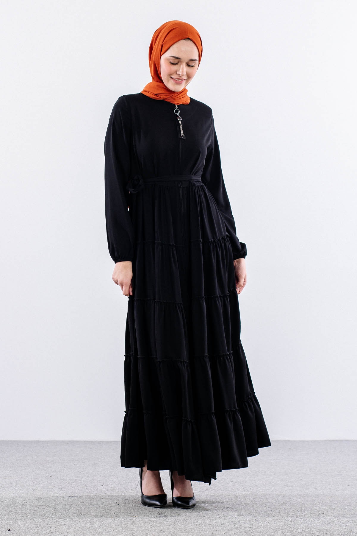 2455 Ferace 38-52 5 Katli - Siyah - 4