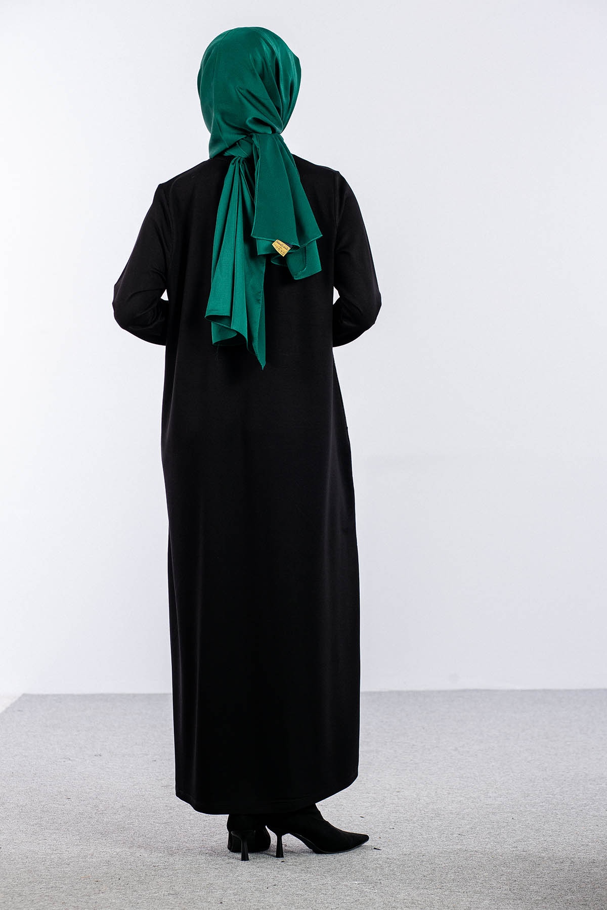 25113 Elbise 44-46-48 Deri Garni - Siyah_k.deri - 4