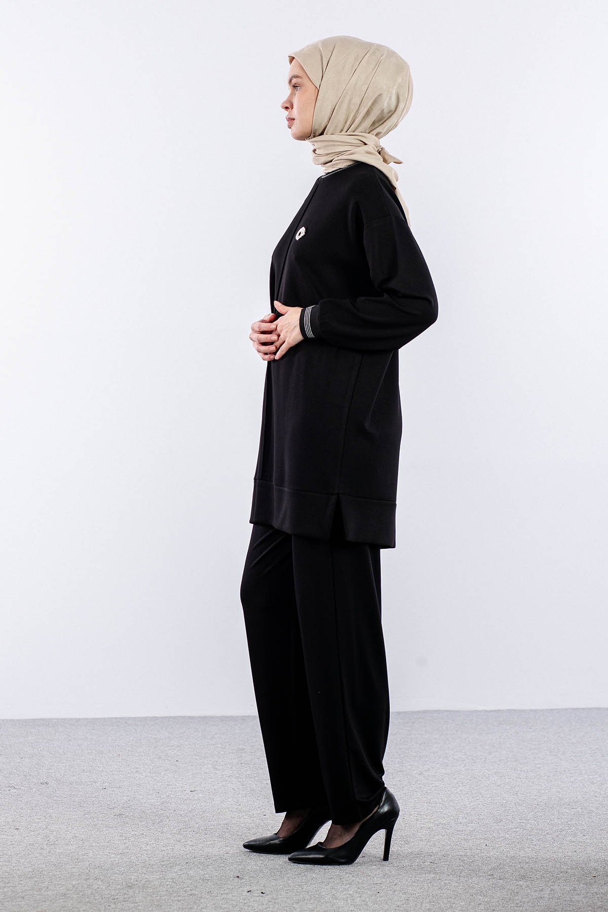 25123 Takim 44-46 Ribana Detay - Siyah - 4