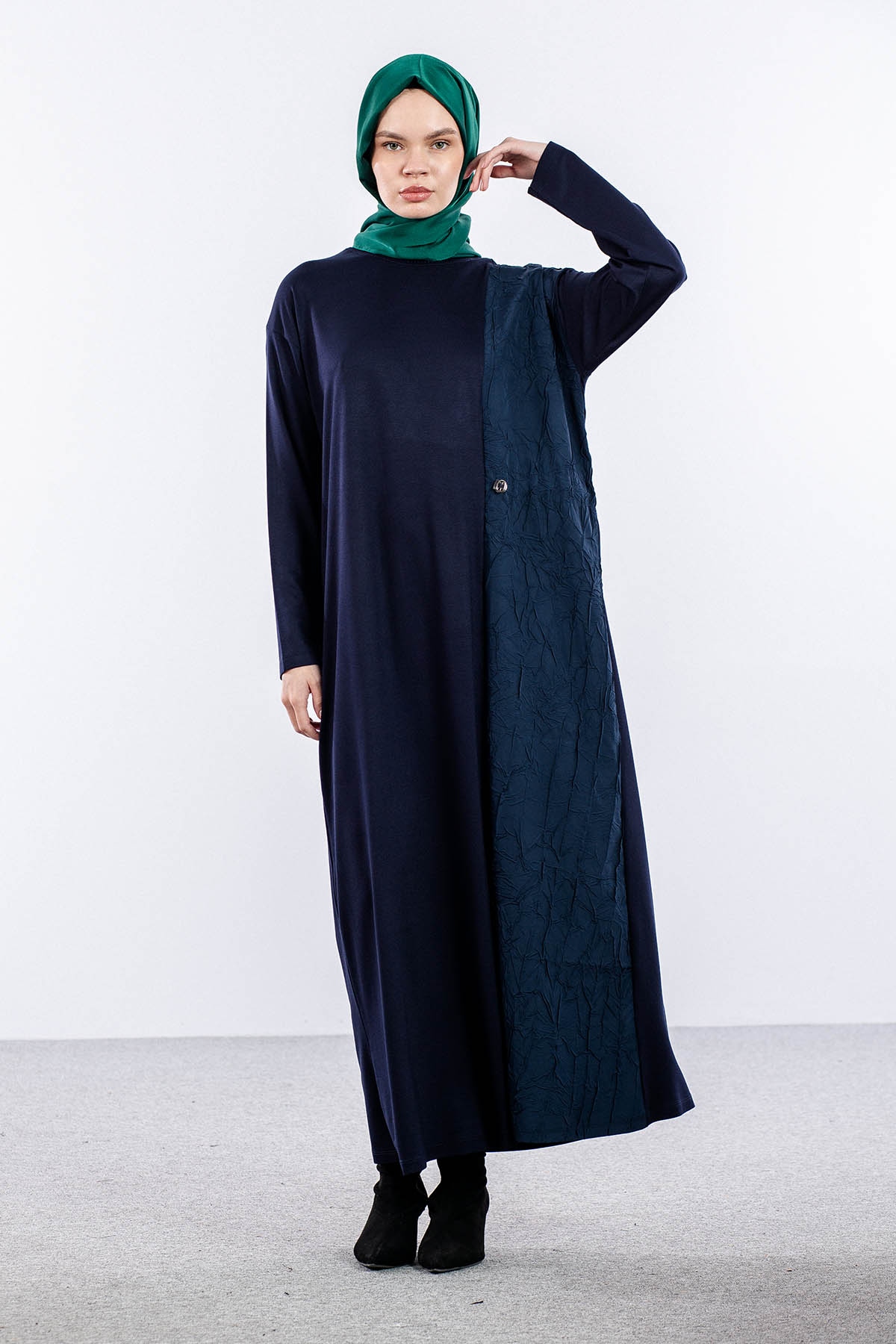 25126 Elbise 44-46-48 Parasut Garni - Lacivert - 3