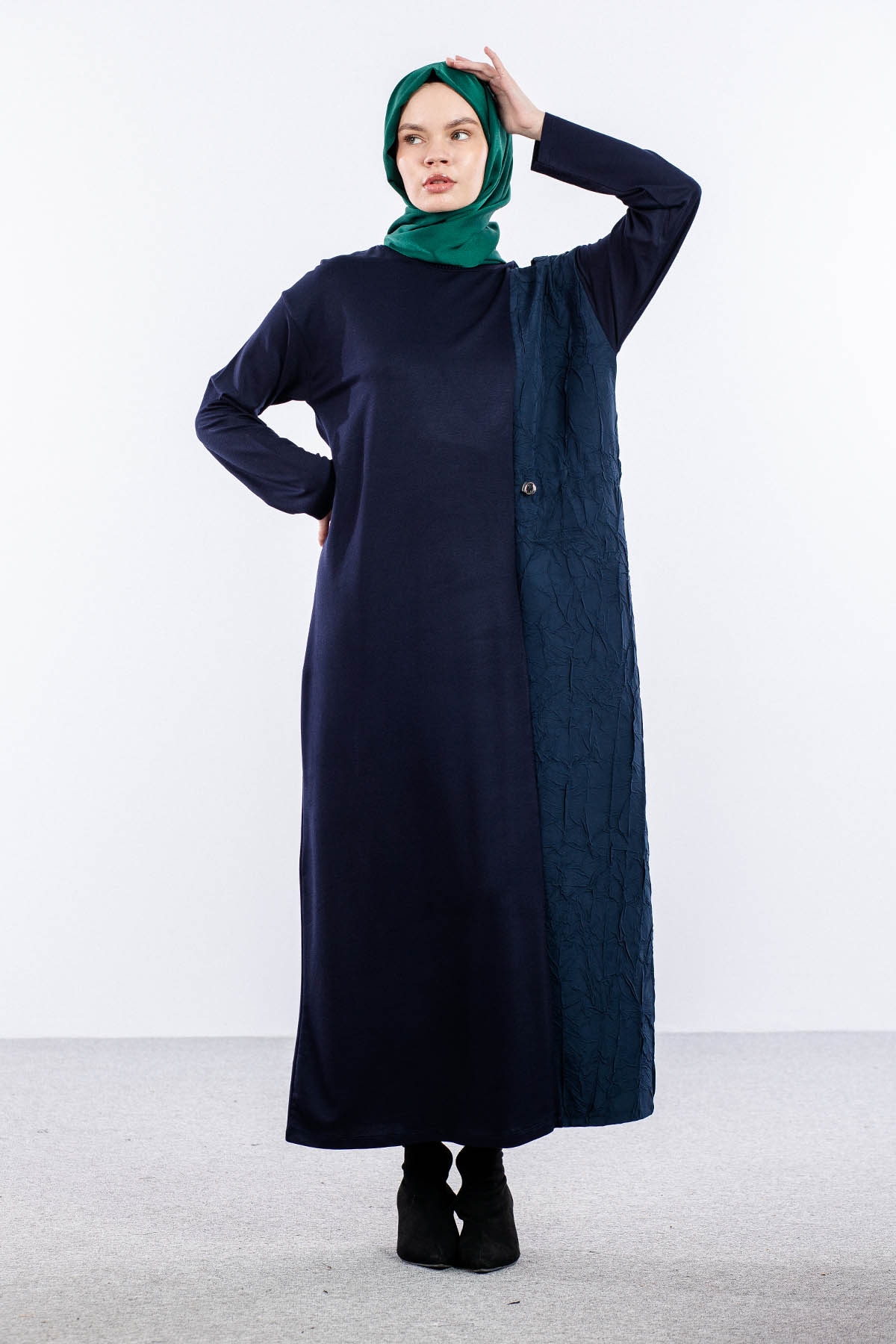 25126 Elbise 44-46-48 Parasut Garni - Lacivert - 4