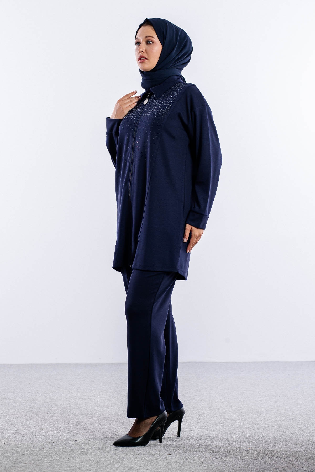 25261 Takim 44-46 Fermuar Detay - Lacivert - 4