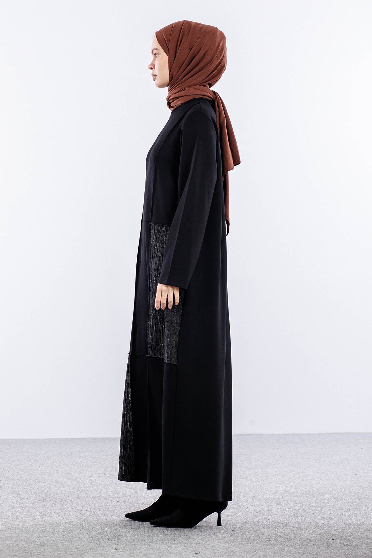 25274 Elbise 44-46-48 Sim Garni - Siyah - 4