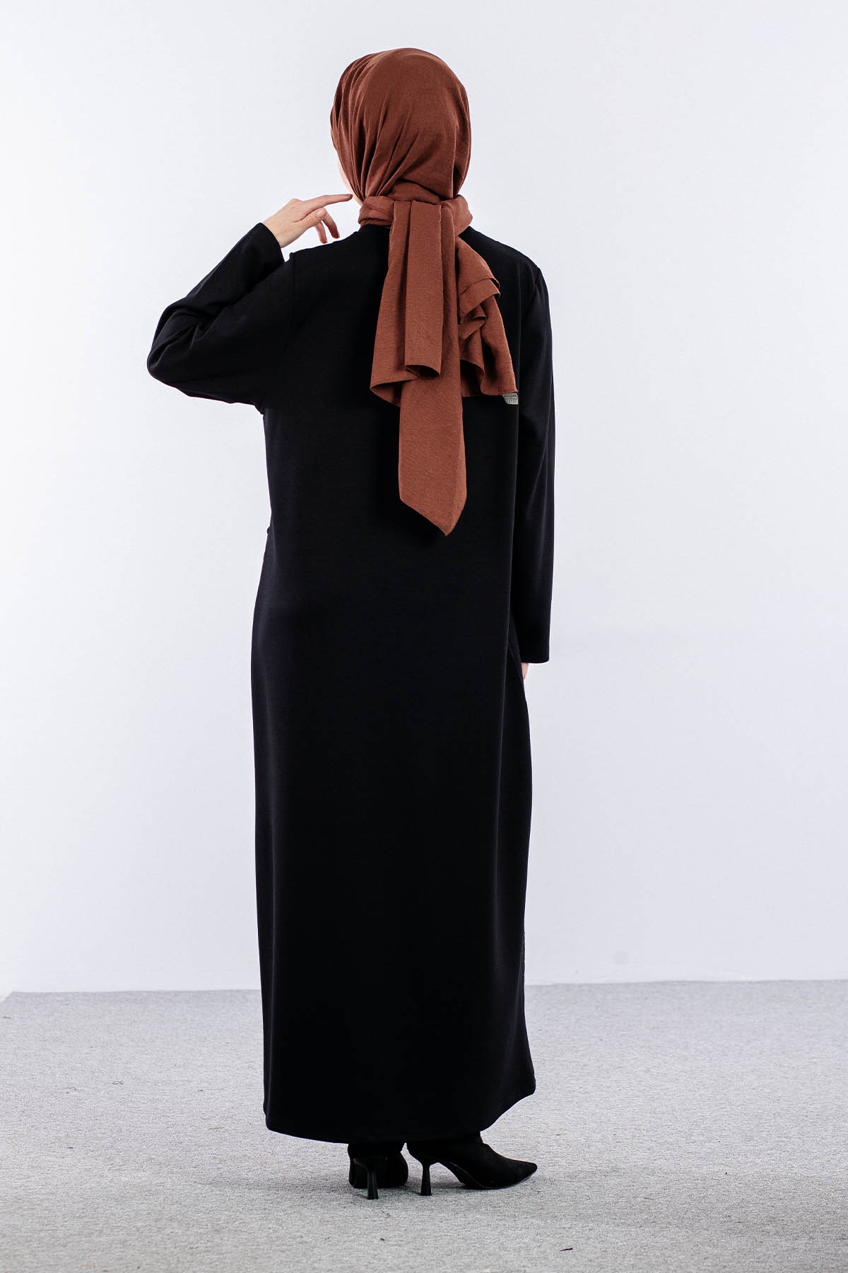 25274 Elbise 44-46-48 Sim Garni - Siyah - 5